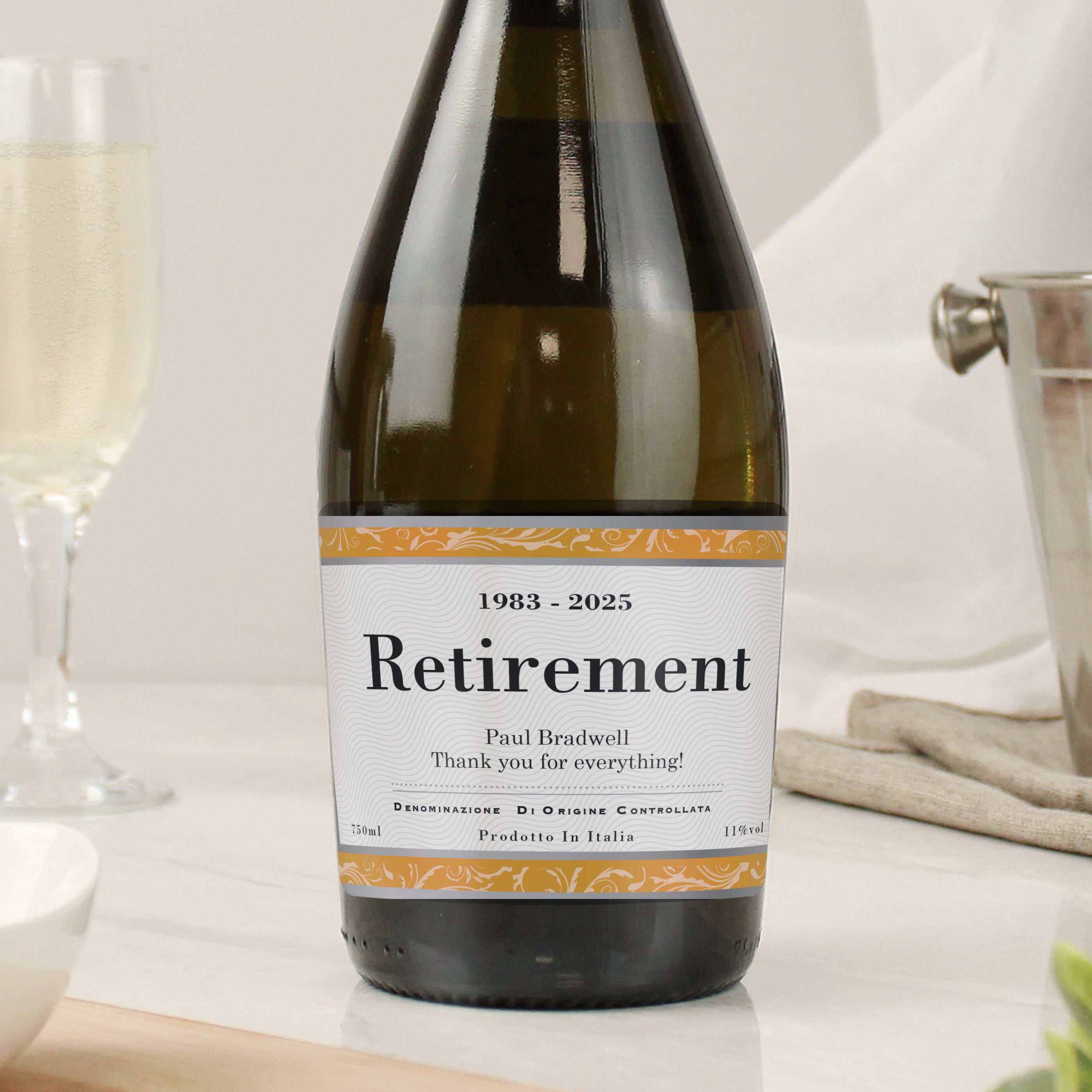 Personalised Contemporary Label Prosecco