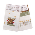 Highland cow pack of 3 tea towels