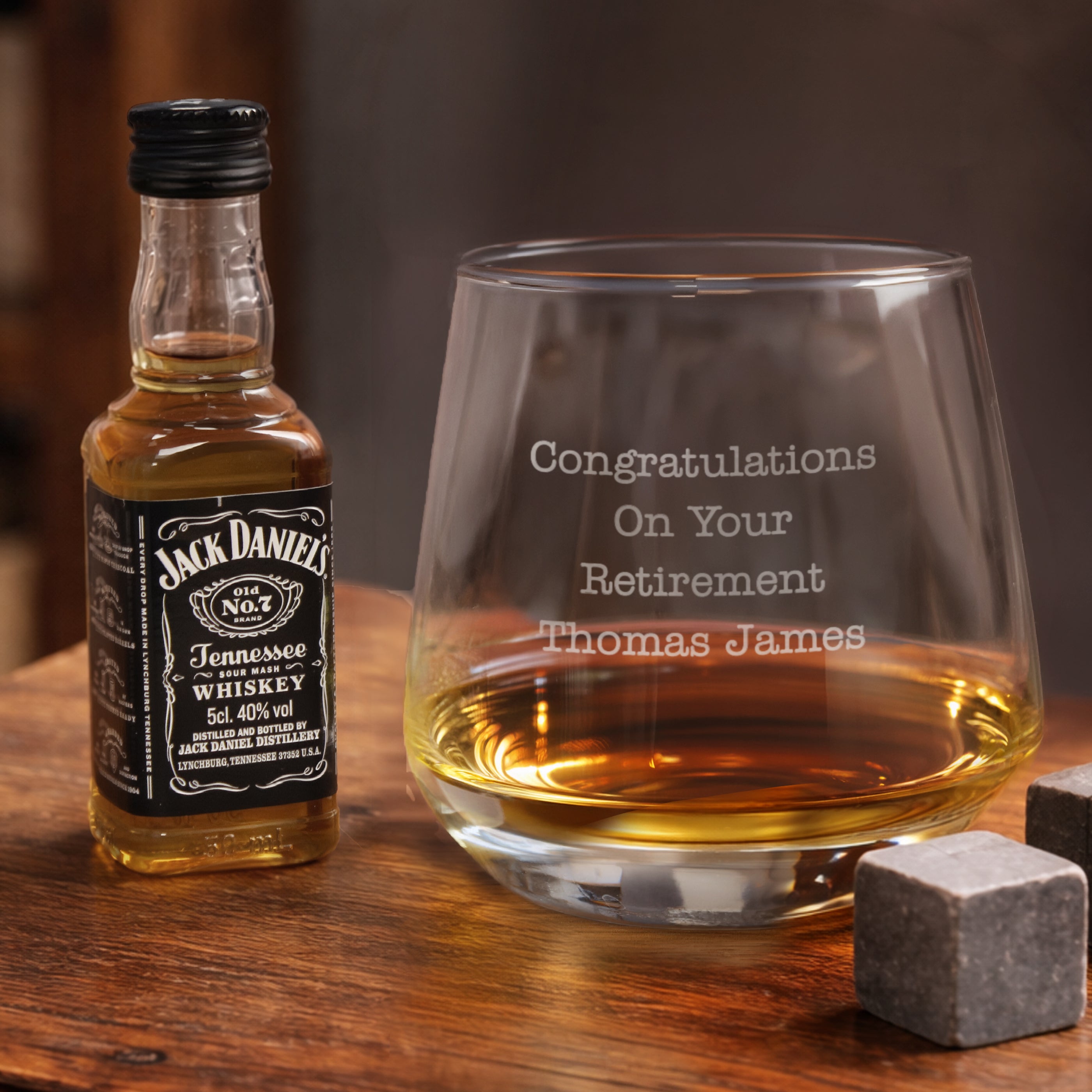 Personalised Free Text Tumbler and Whiskey Miniature Set