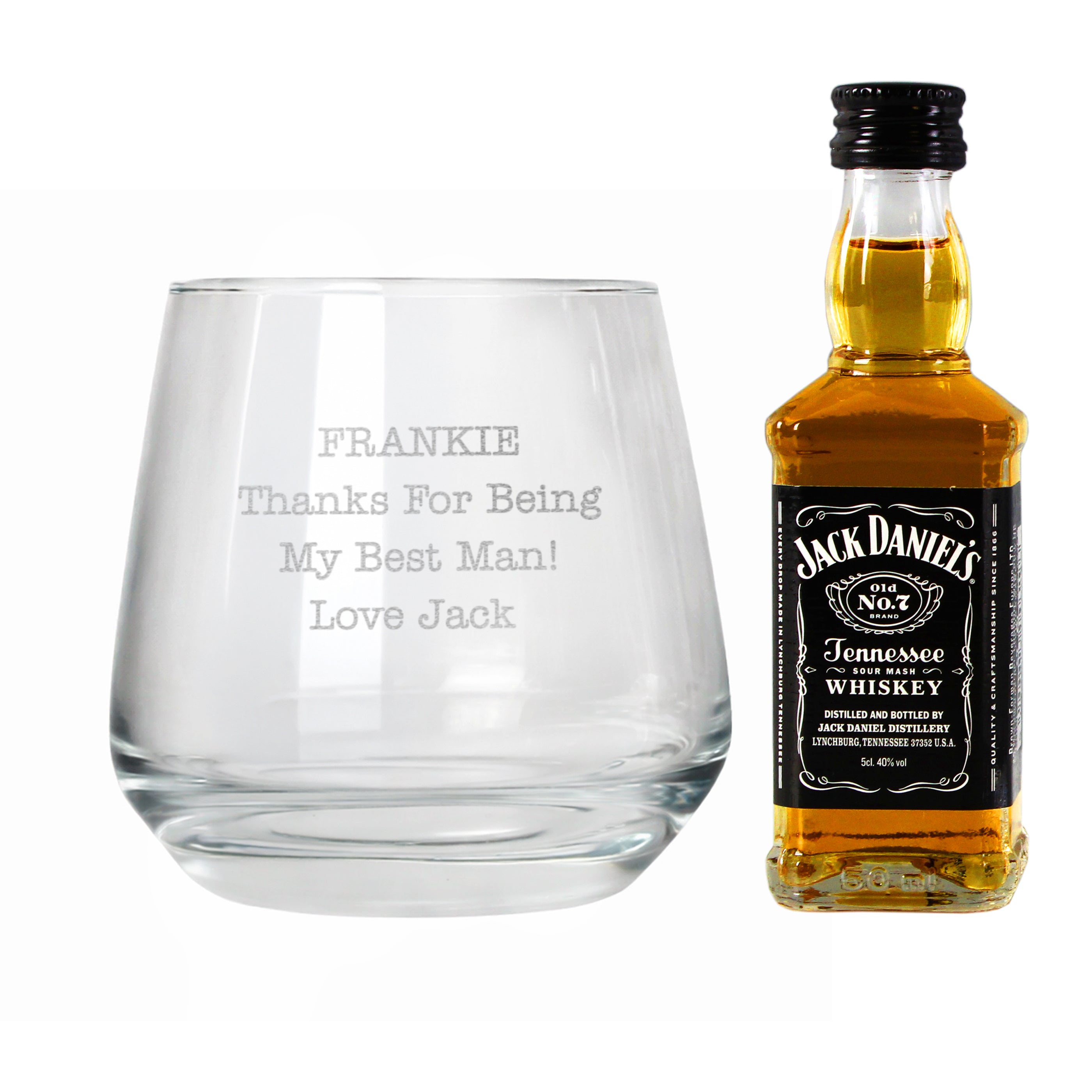 Personalised Free Text Tumbler and Whiskey Miniature Set
