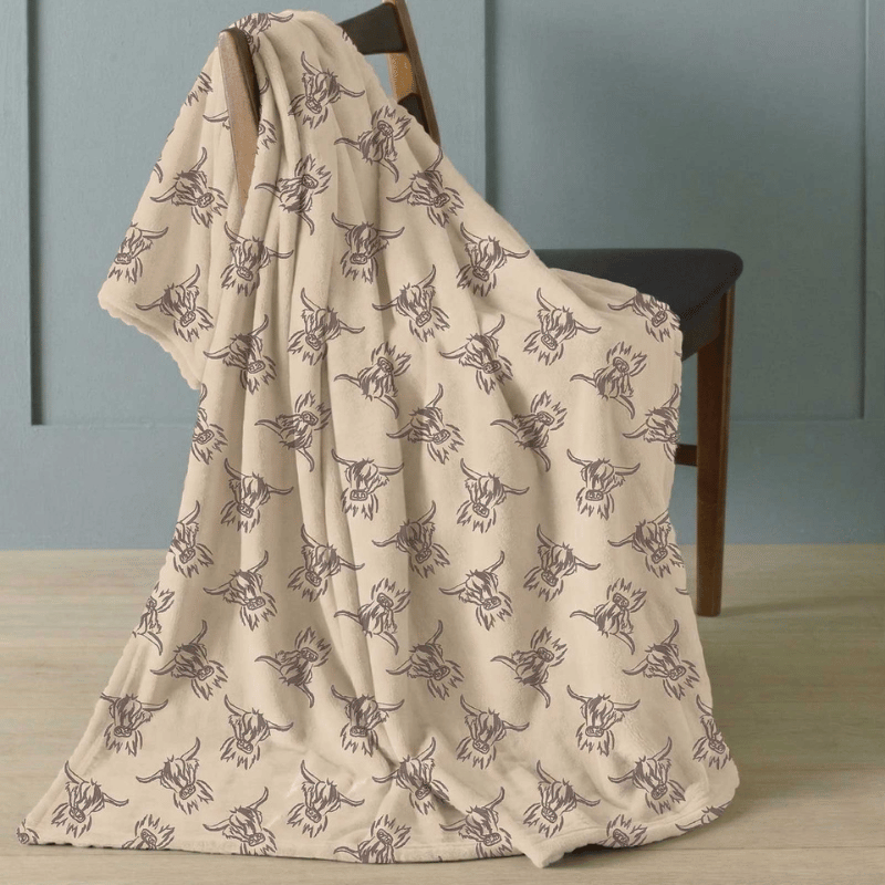 Highland Cow Design Fleece Blanket Throws 120x150cm