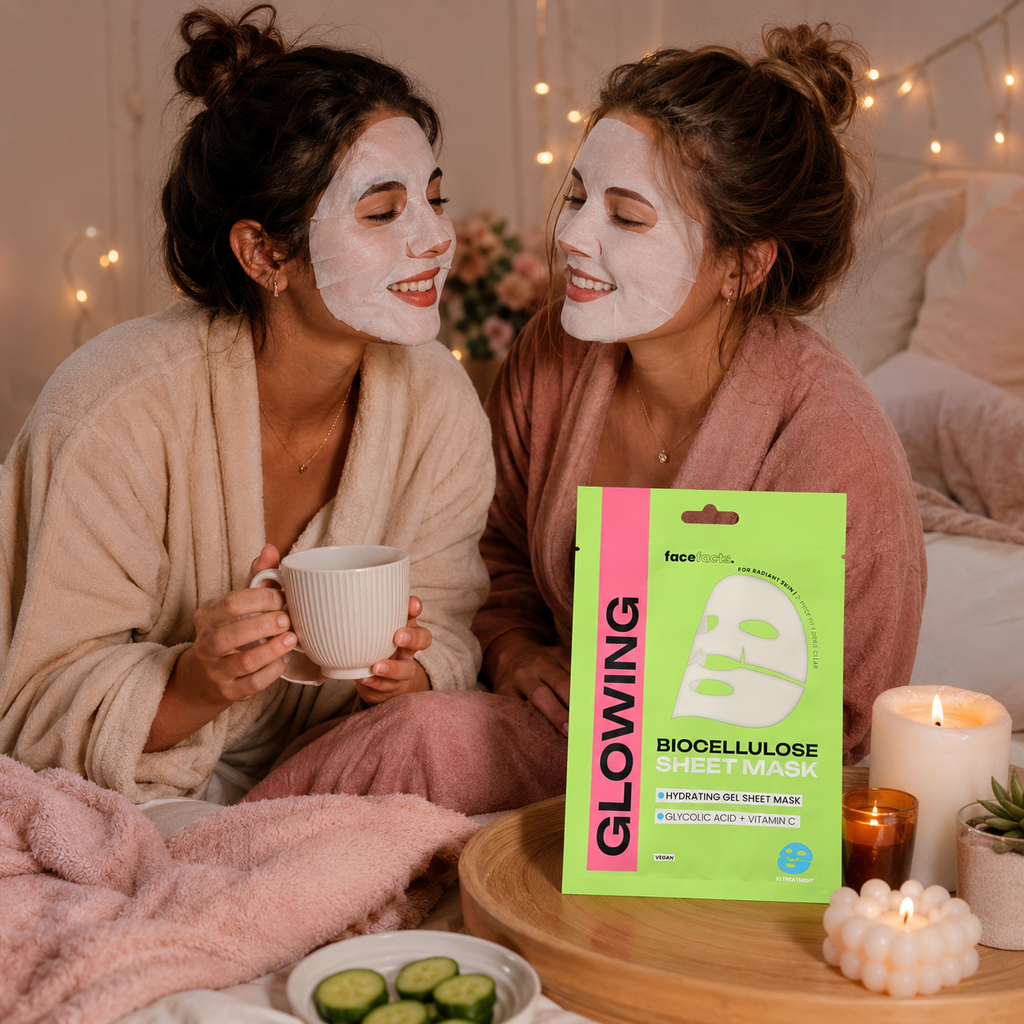 Glowing Biocellulose Sheet Mask – Hydrating Face Mask with Glycolic Acid & Vitamin C