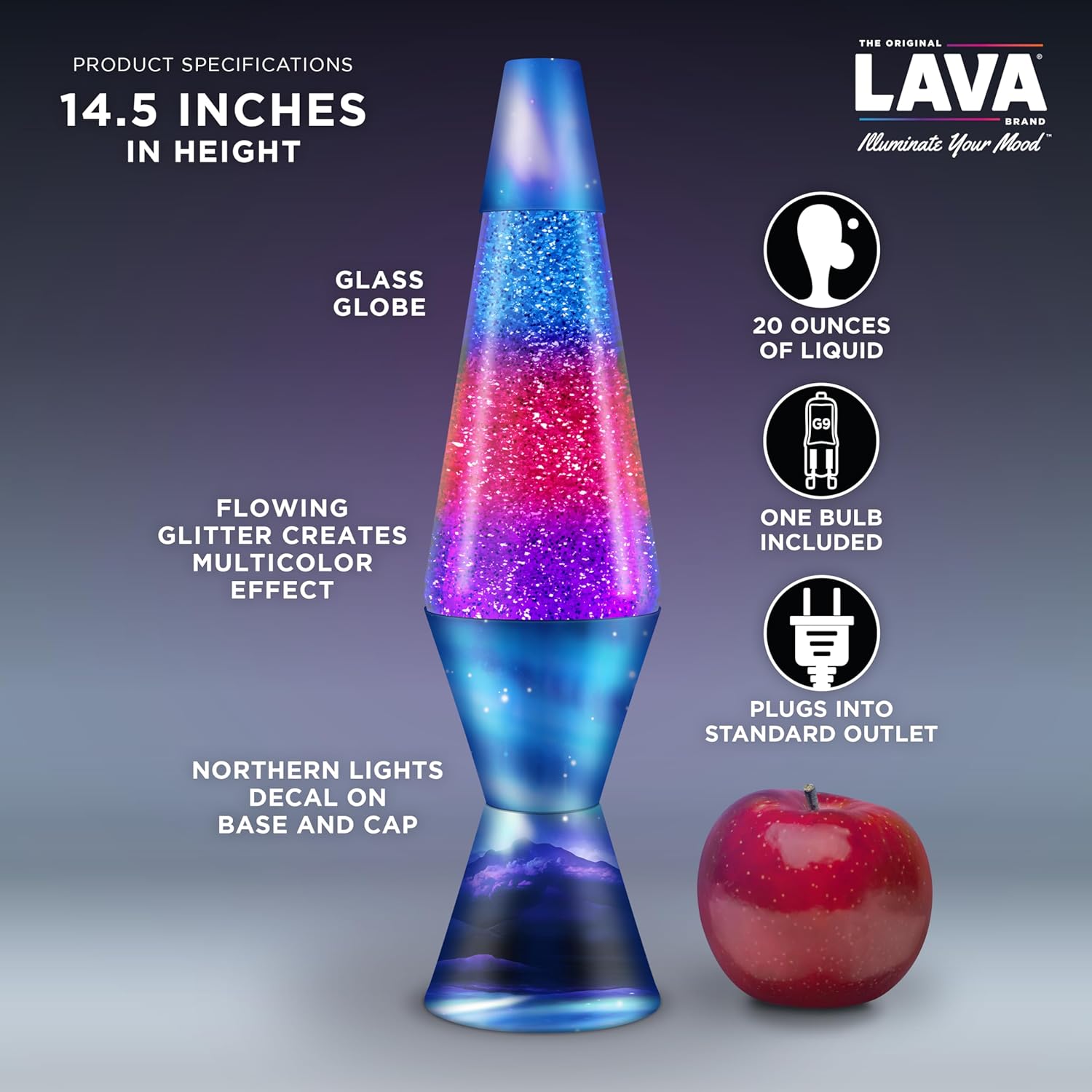 Lava Lamp Northern Lights Glitter