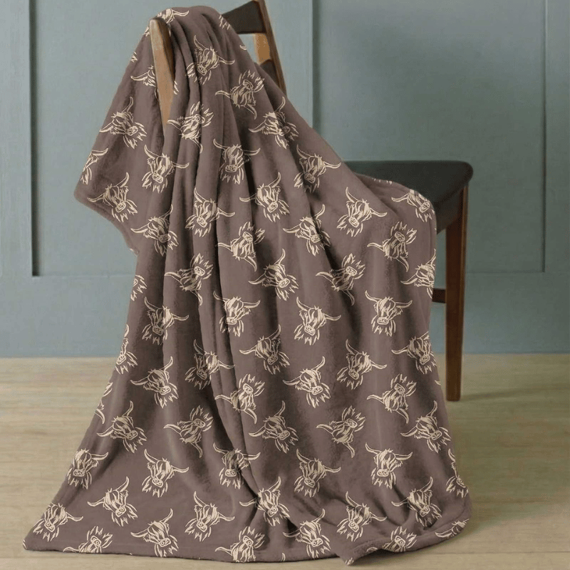 Highland Cow Design Fleece Blanket Throws 120x150cm