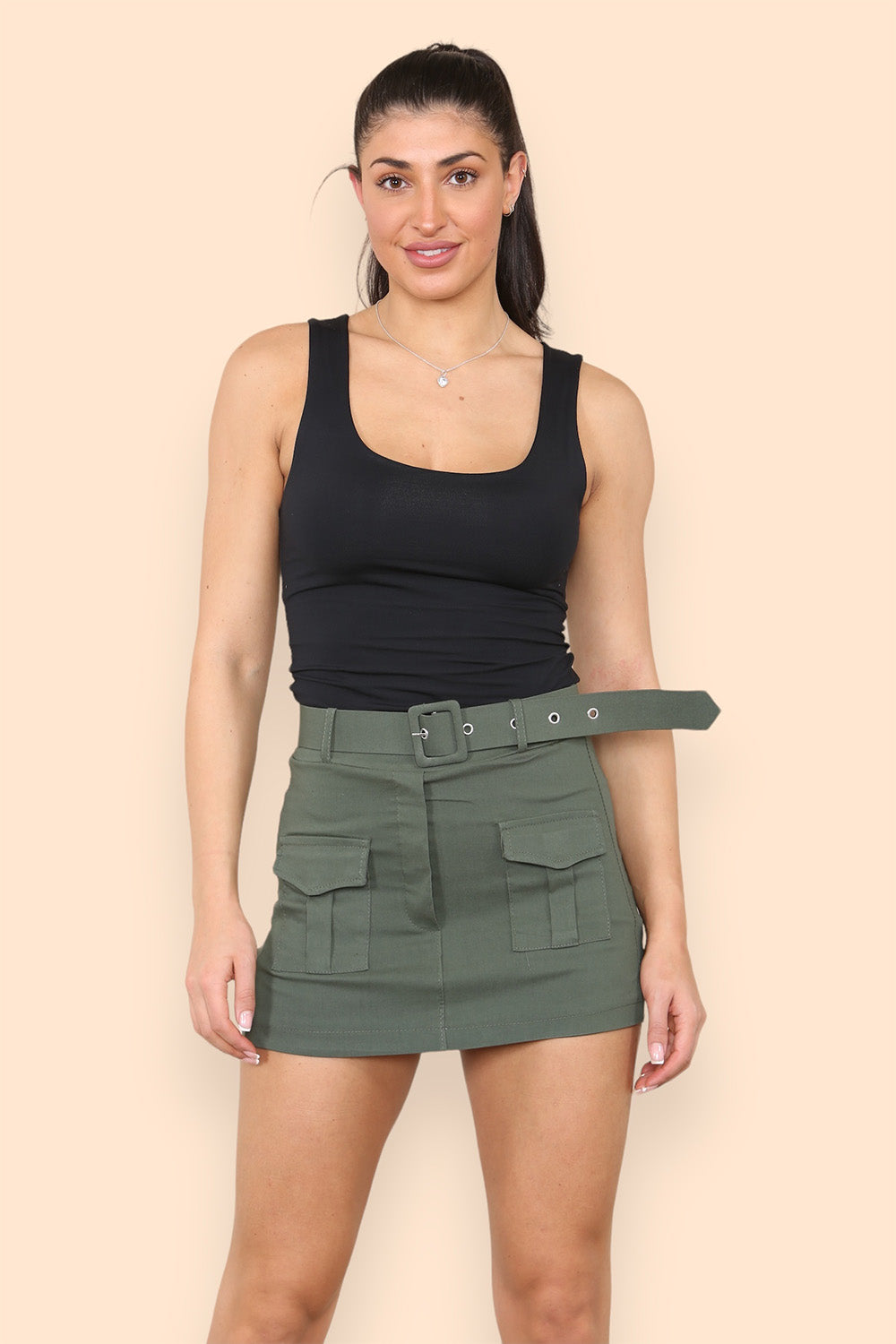 Belted Cargo Skirts Shorts