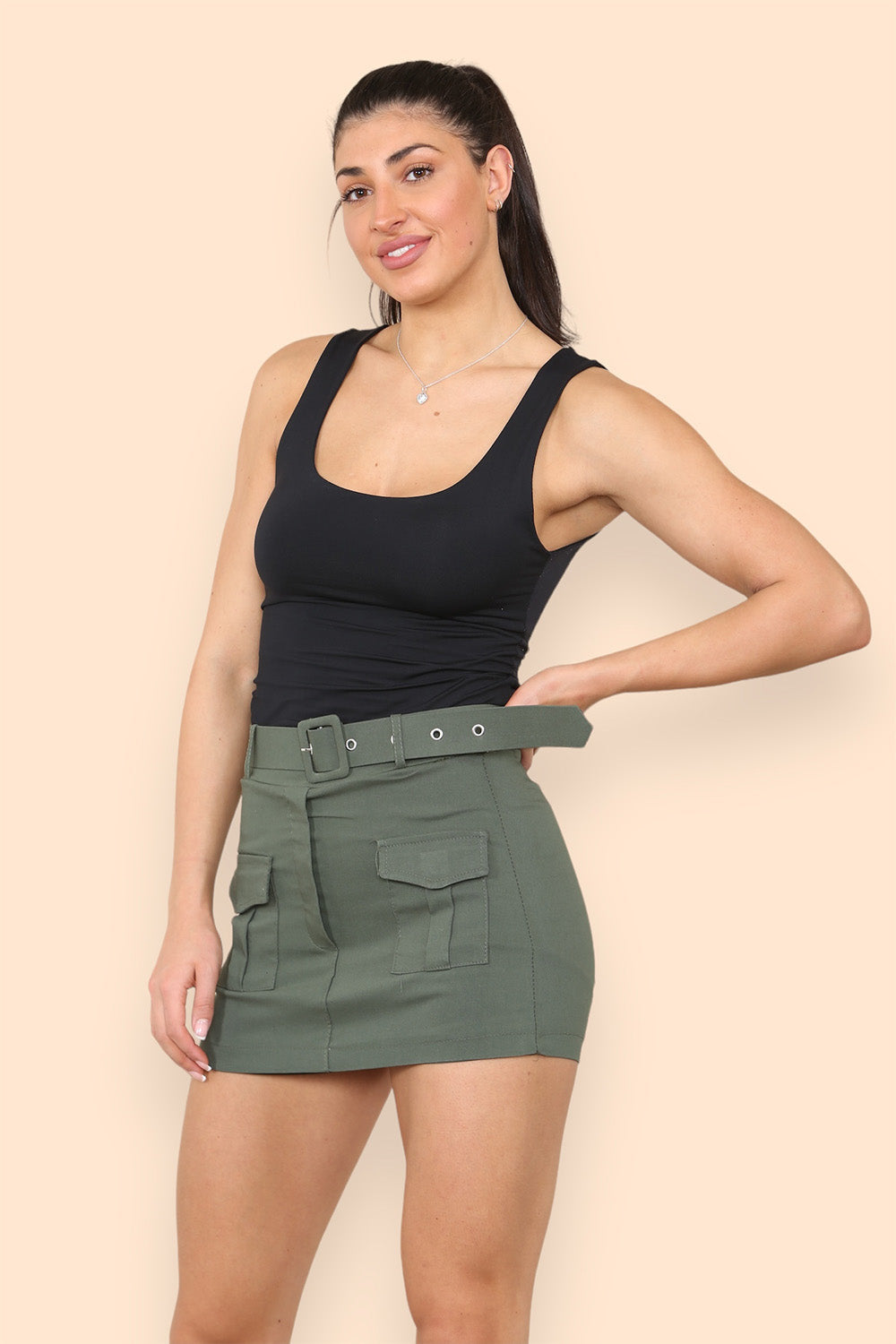 Belted Cargo Skirts Shorts