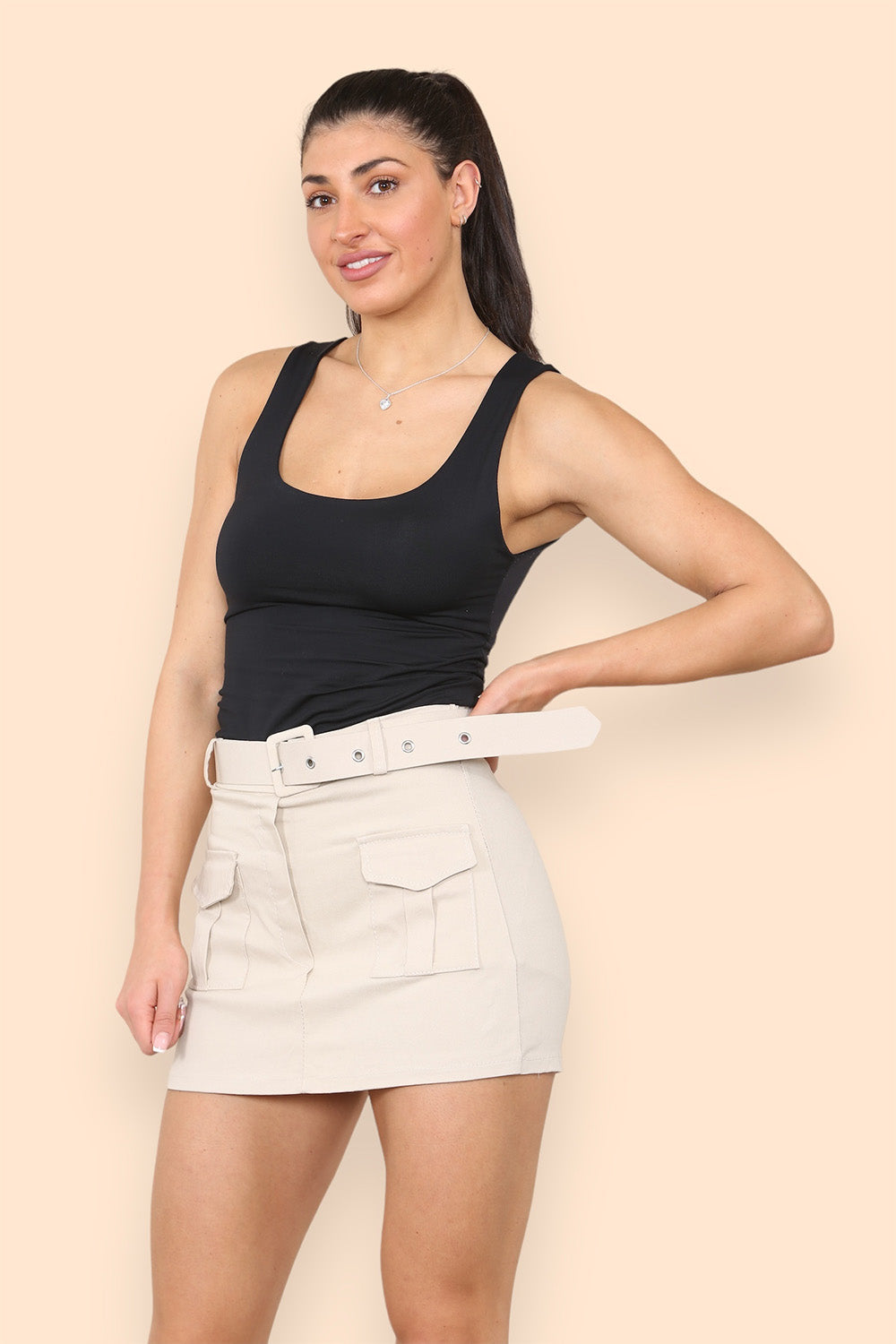 Belted Cargo Skirts Shorts
