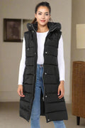 Ladies Girls Long Hooded Puffer Warm Padded Sleeveless Gilet Bodywarmer Zipper