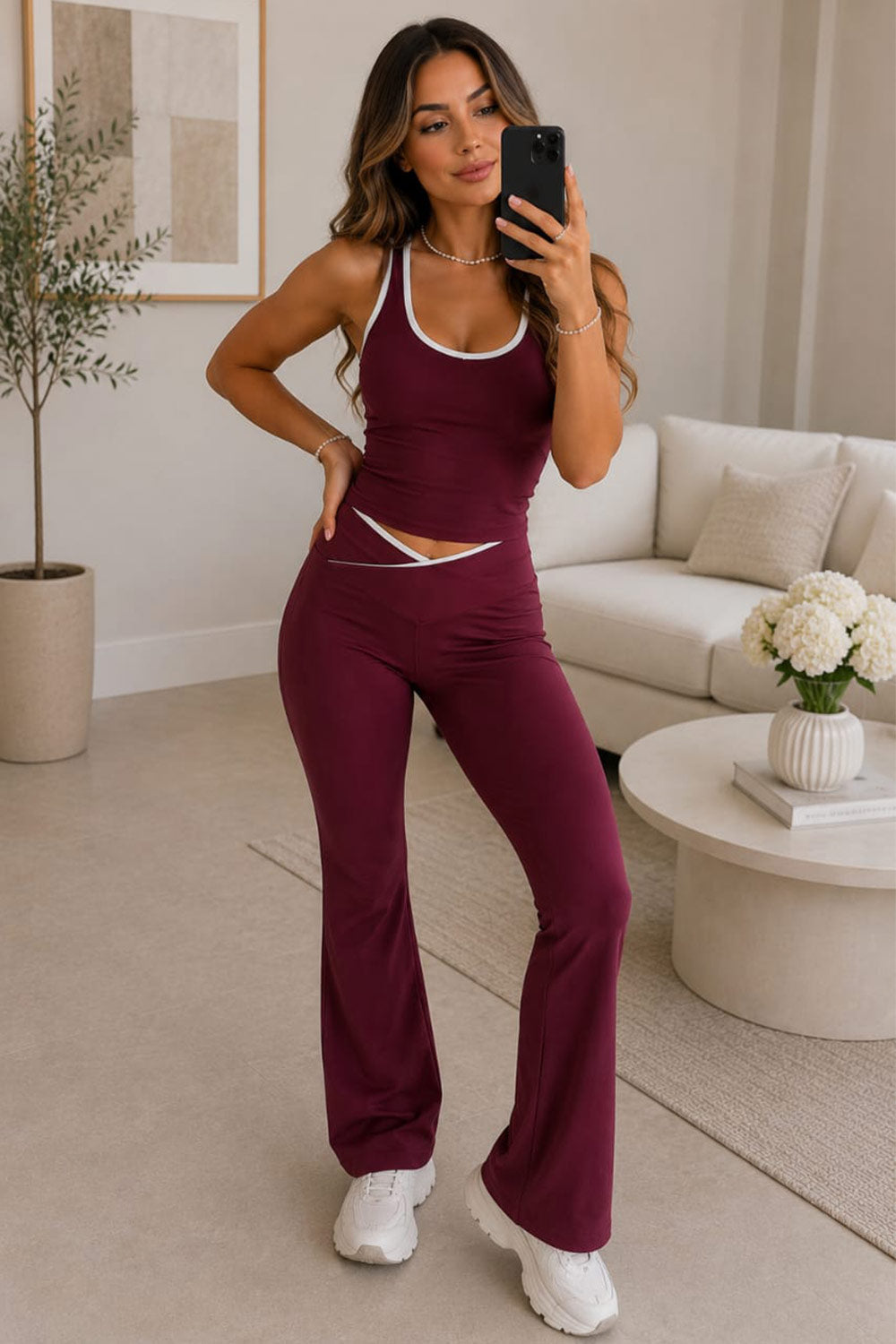 Piping Design Padded Contrast Gym Set