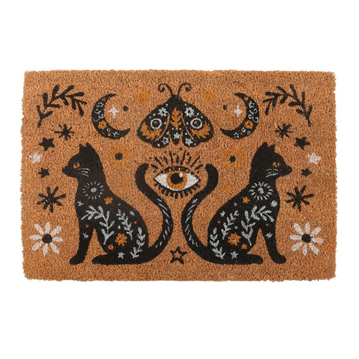 Natural Frightful Folk Cat Doormat