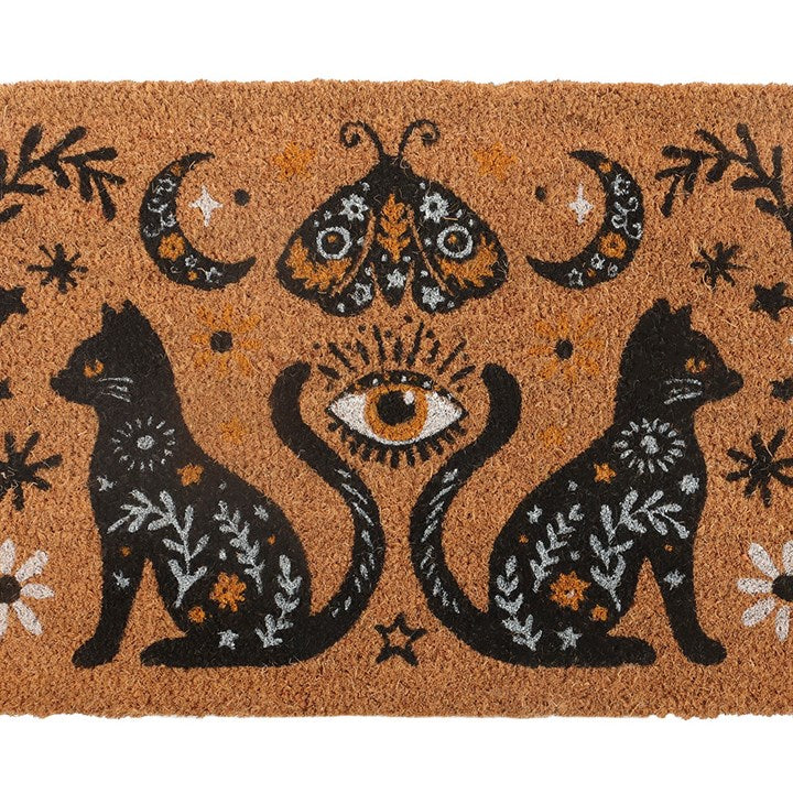 Natural Frightful Folk Cat Doormat