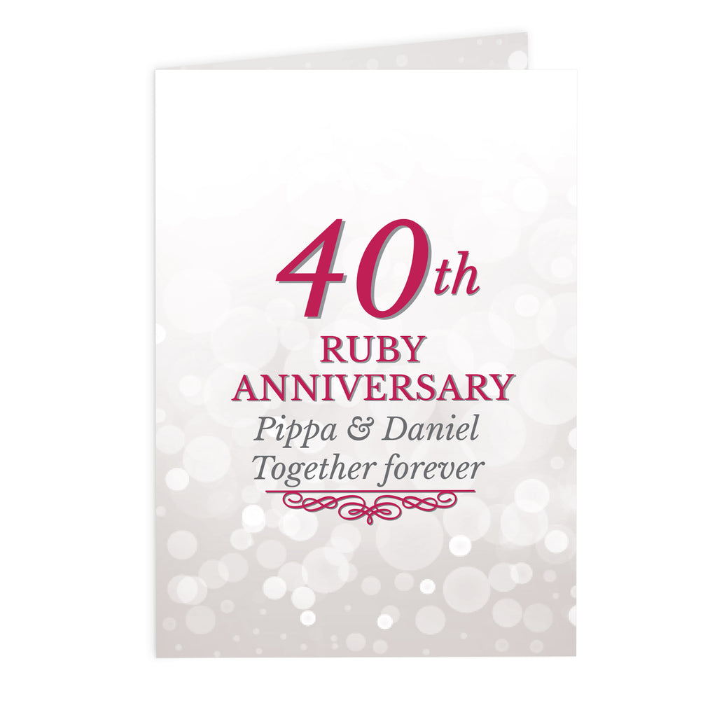 Personalised 40th Ruby Anniversary Card