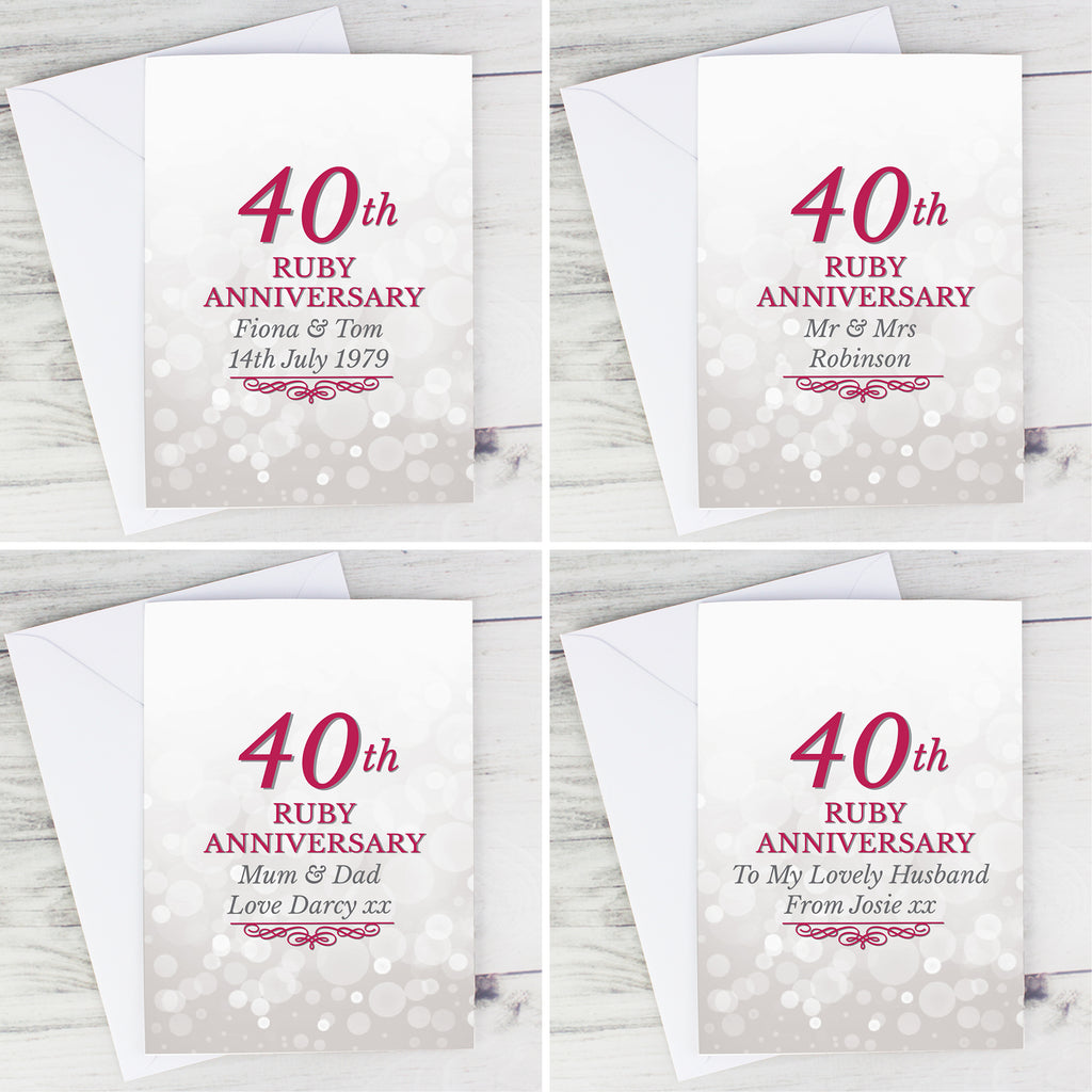 Personalised 40th Ruby Anniversary Card