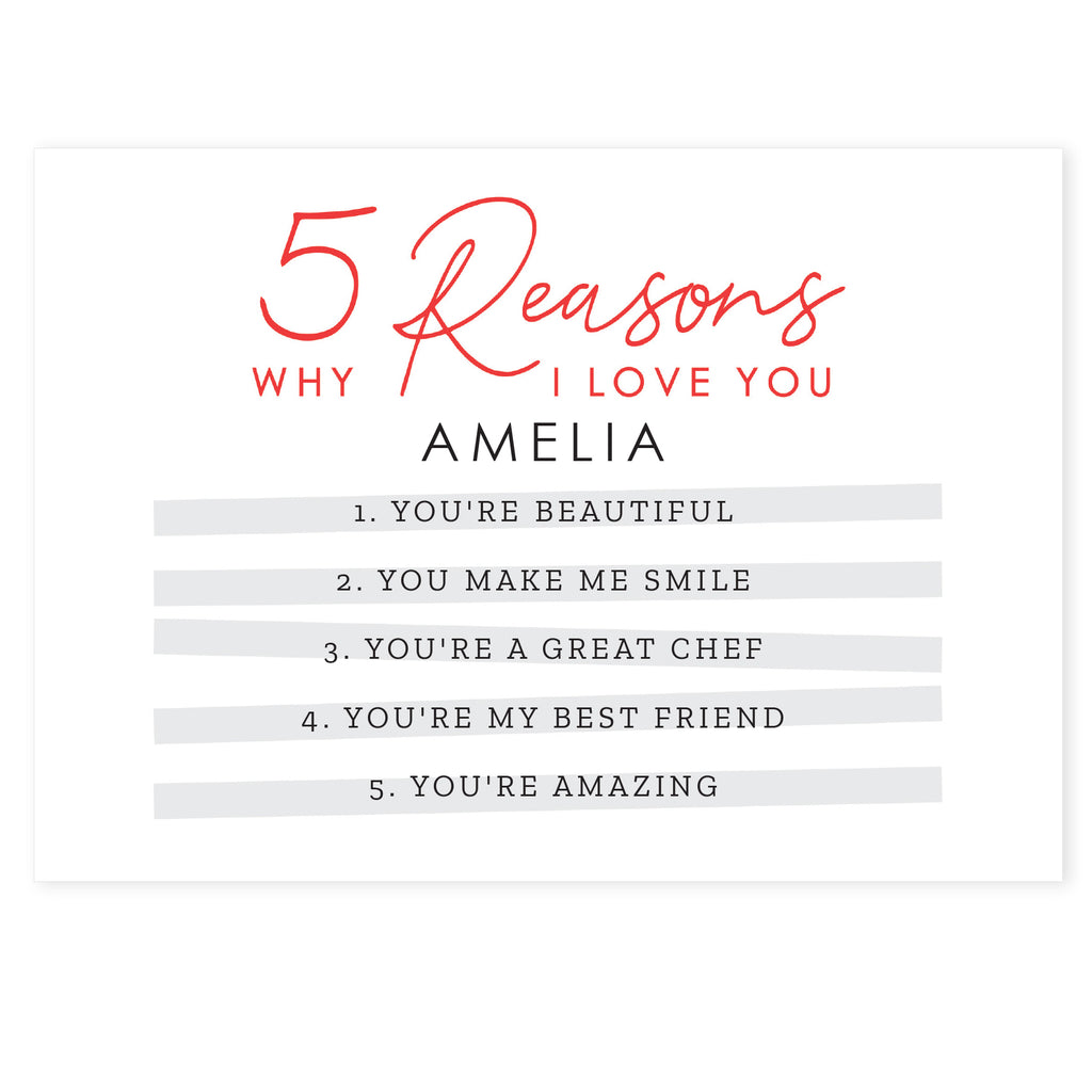 Personalised 5 Reasons Why Card