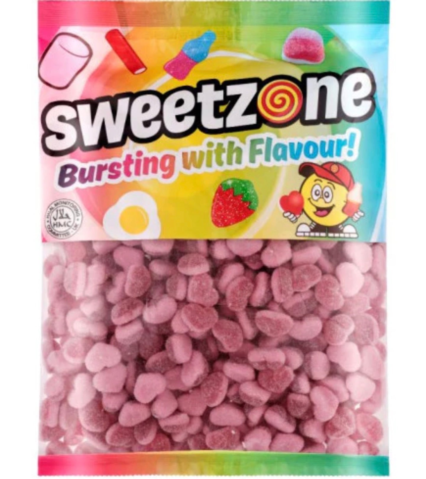 Sweetzone Fizzy Strawberry Hearts 1Kg