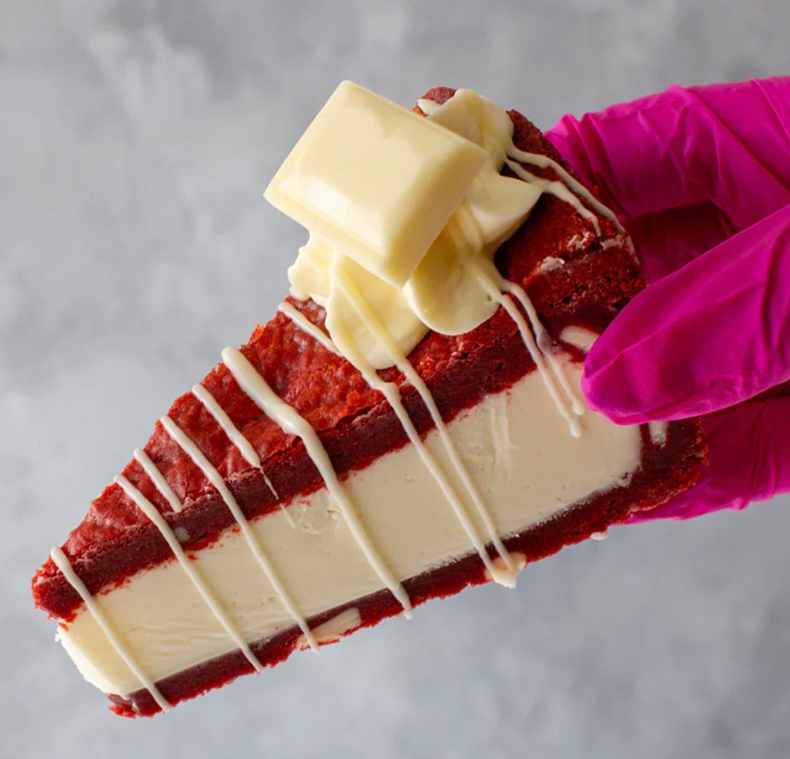 Red Velvet Cookie Pie Slice