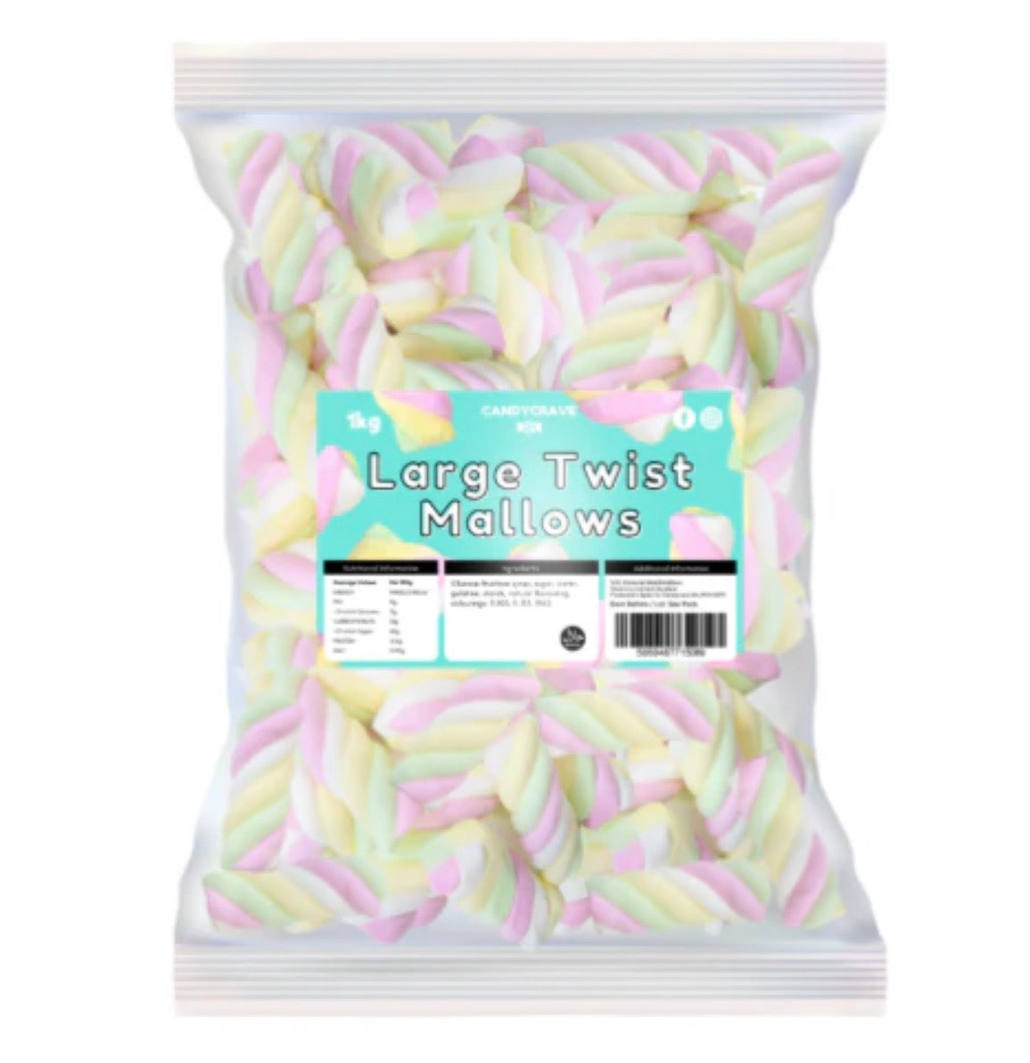 Candycrave Large Twist Marshmallows 1kg