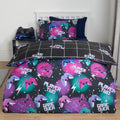 Neon Gaming Check Reversible Duvet Cover Set - Black (Single)