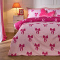 Bow Print Reversible Duvet Cover Set - Pink/Hot Pink