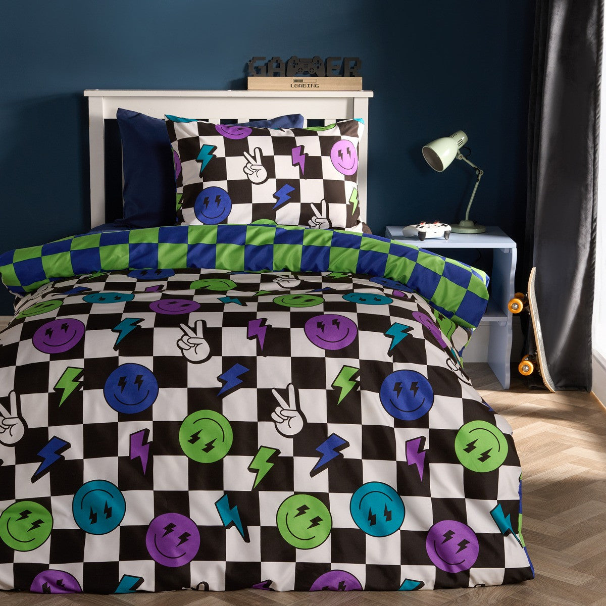 Checkerboard Duvet Cover Set - Monochrome (Single)