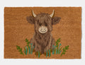 Harry The Highland Cow Print Coir Mat - Brown