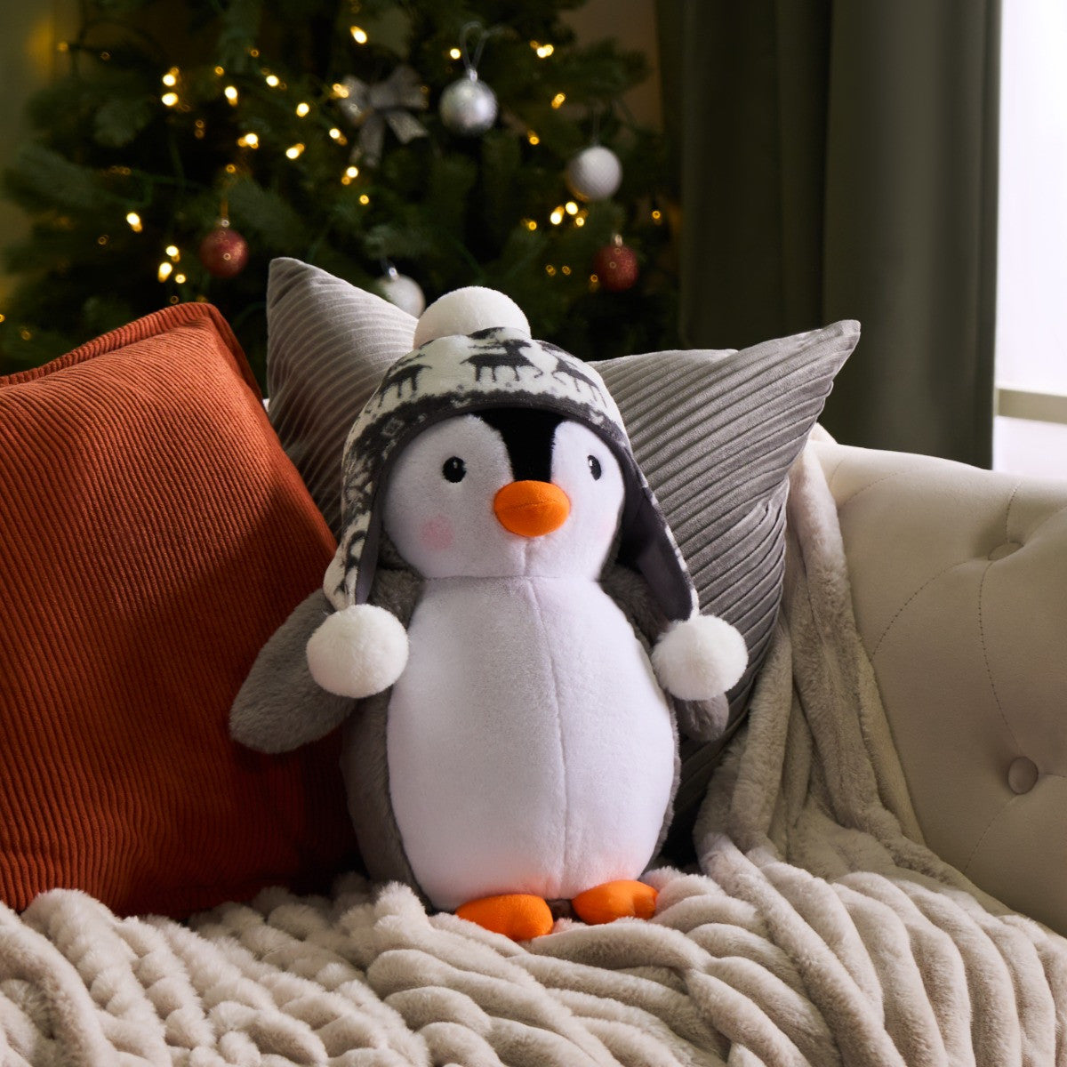 Penny the Penguin Cushion - Grey
