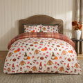 Autumnal Novelty Checked Reversible Duvet Cover Set - Cream/Rust