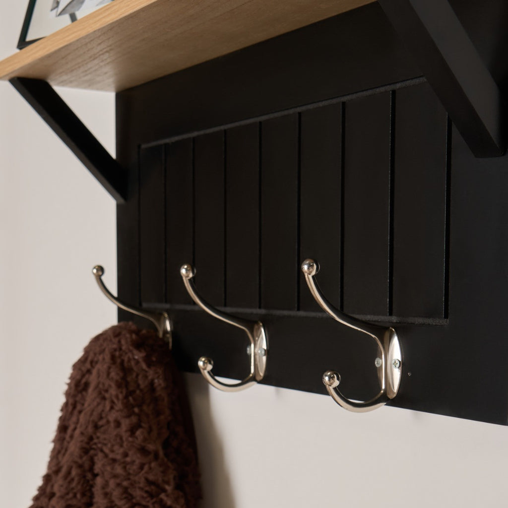 Coat Hook Shelf - Black/Natural/White