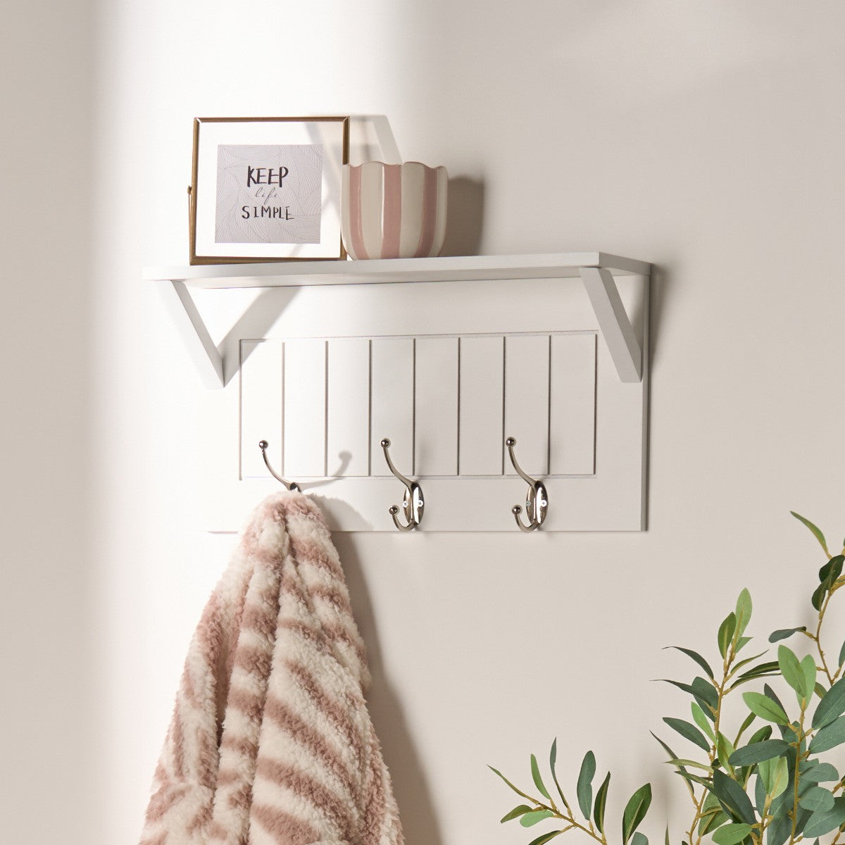 Coat Hook Shelf - Black/Natural/White