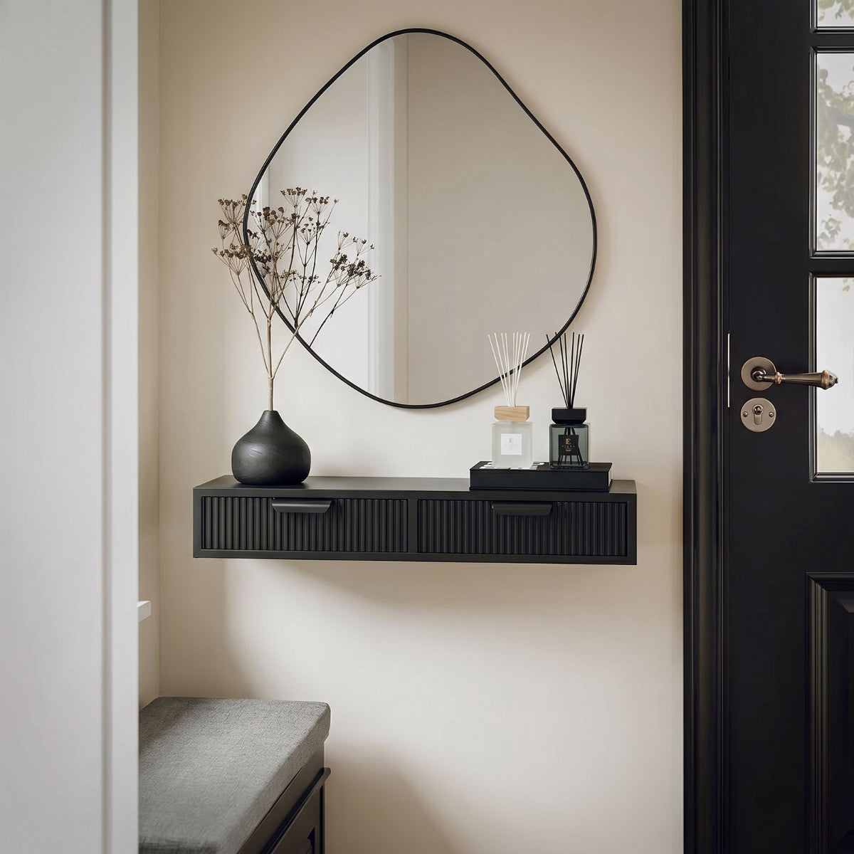 2-Drawer Ribbed Floating Shelves