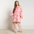 Croissant Print Hoodie Blanket - Blush