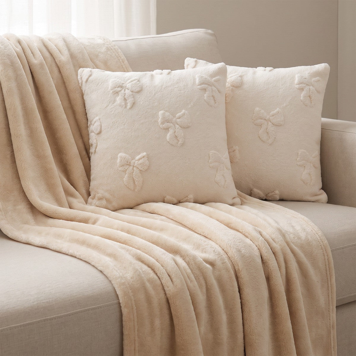 Tufted Bow Cushion Covers 45cm x 45 cm