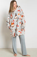 Autumn Gonk Print Hoodie Blanket - Grey