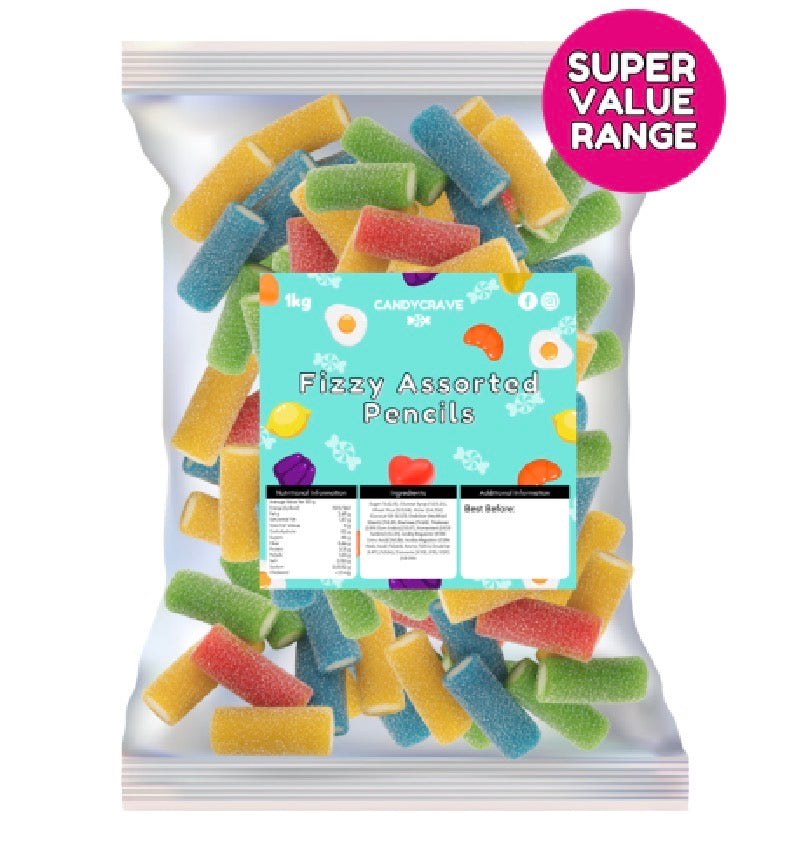 1kg Candycrave Super Value Fizzy Assorted Pencils