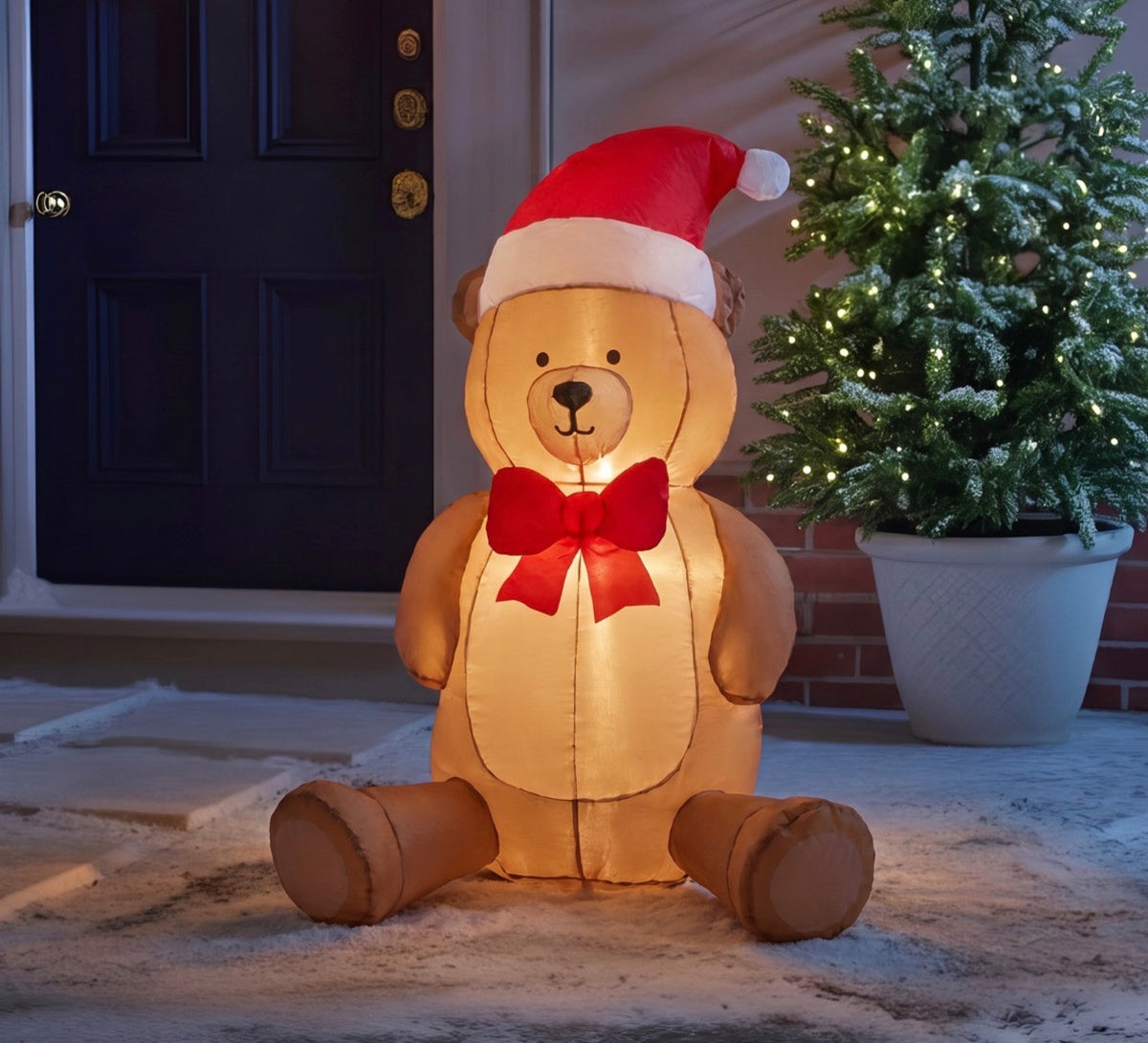 Indoor/Outdoor Inflatable Christmas Bear Decoration - Brown