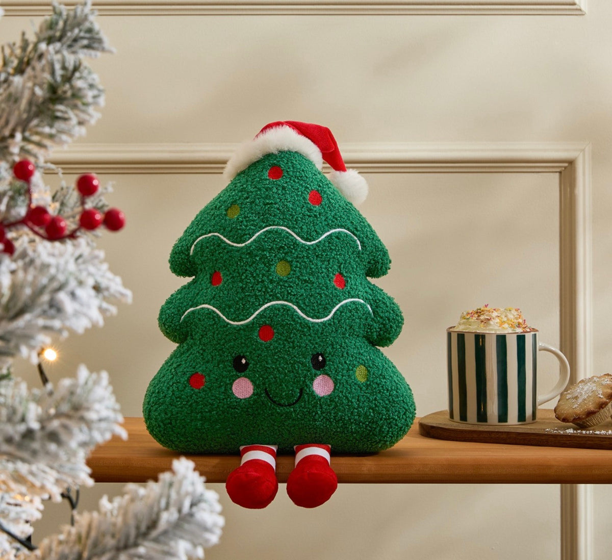 Christmas Tree Shaped Cushion - Green