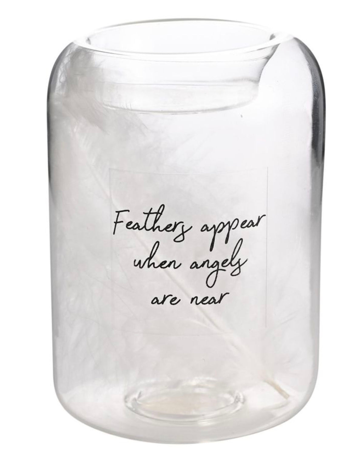 Feather glass tea light holder