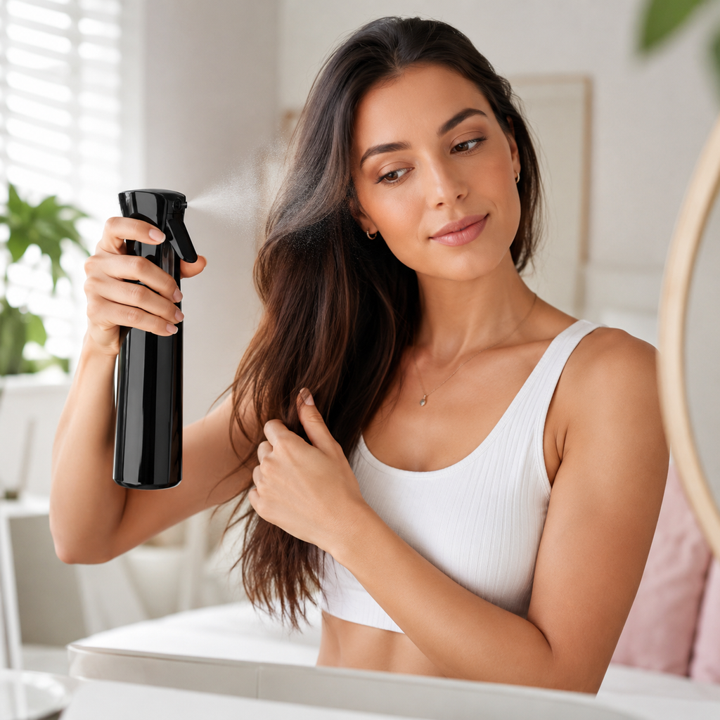 Continuous Mist Spray Bottle – Refillable Fine Mist Water Sprayer for Hair Styling, Plants & Cleaning