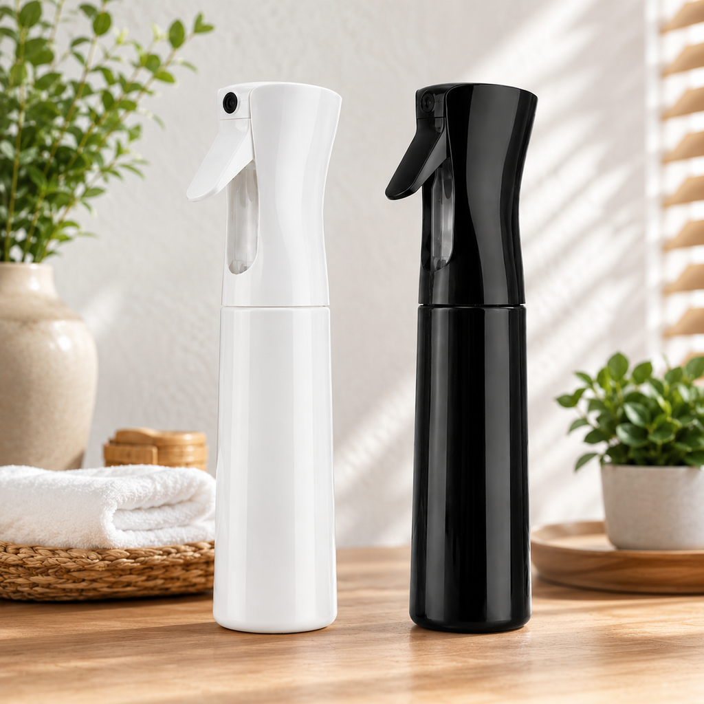 Continuous Mist Spray Bottle – Refillable Fine Mist Water Sprayer for Hair Styling, Plants & Cleaning