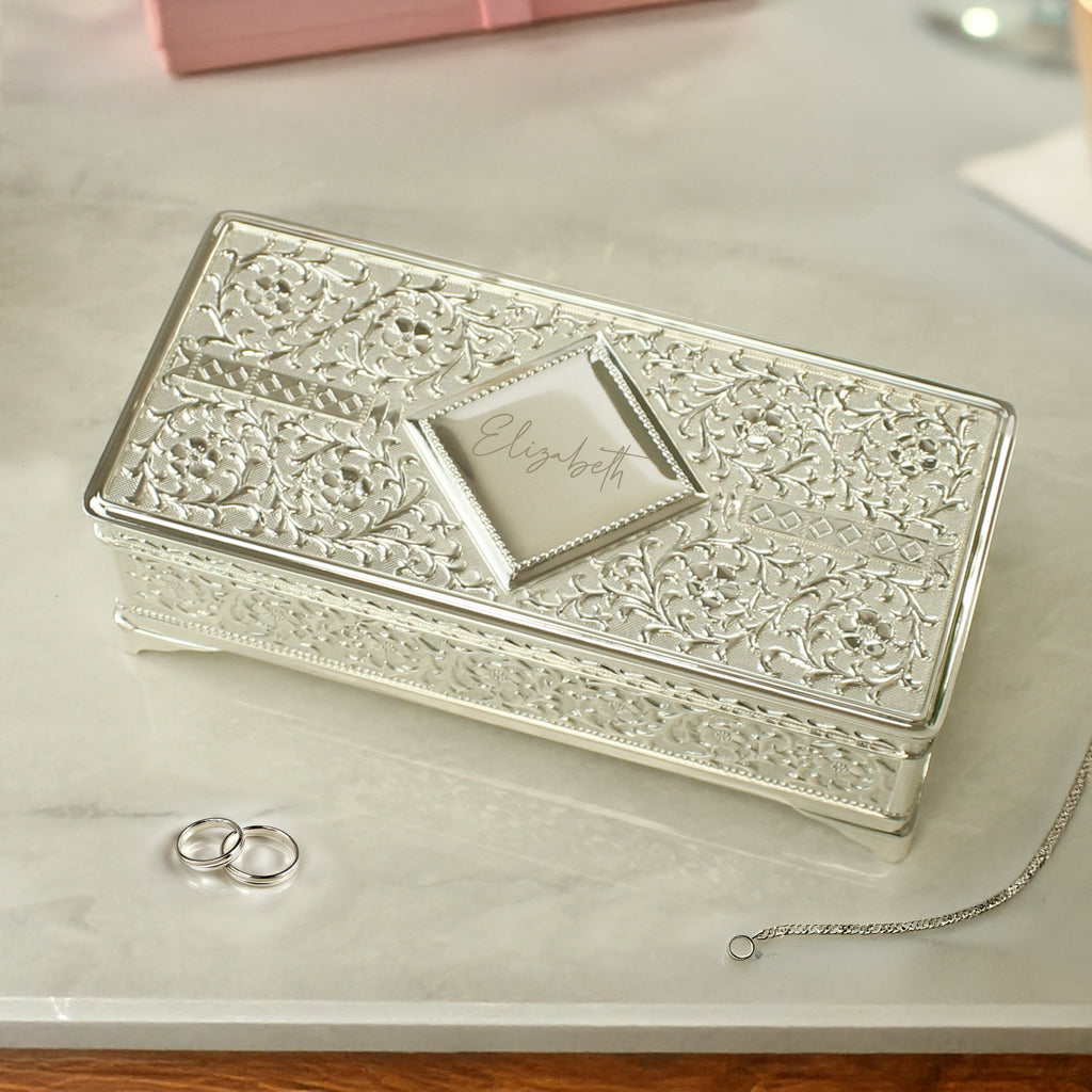 Personalised Silver Plated Jewellery Box