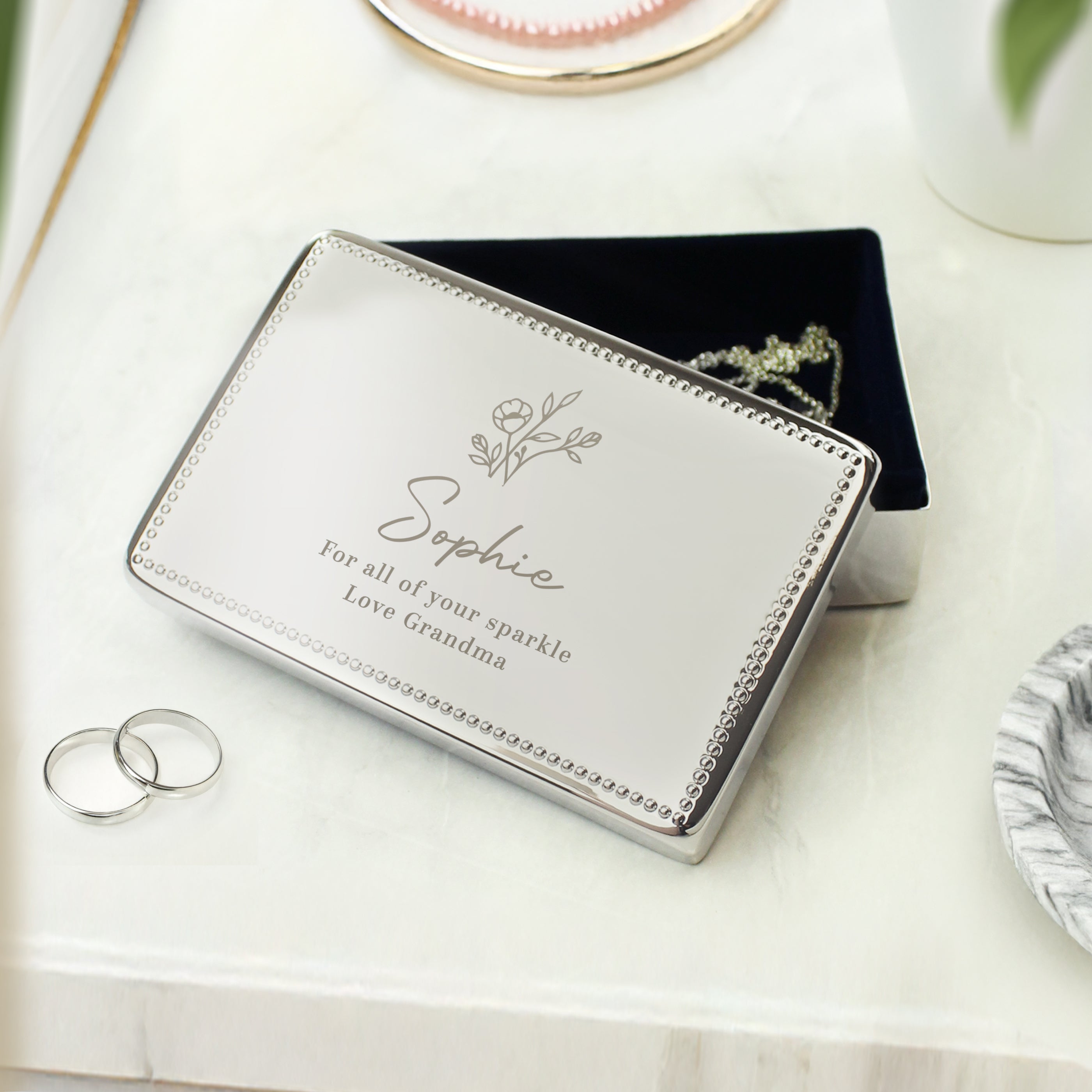Personalised Floral Small Jewellery Box