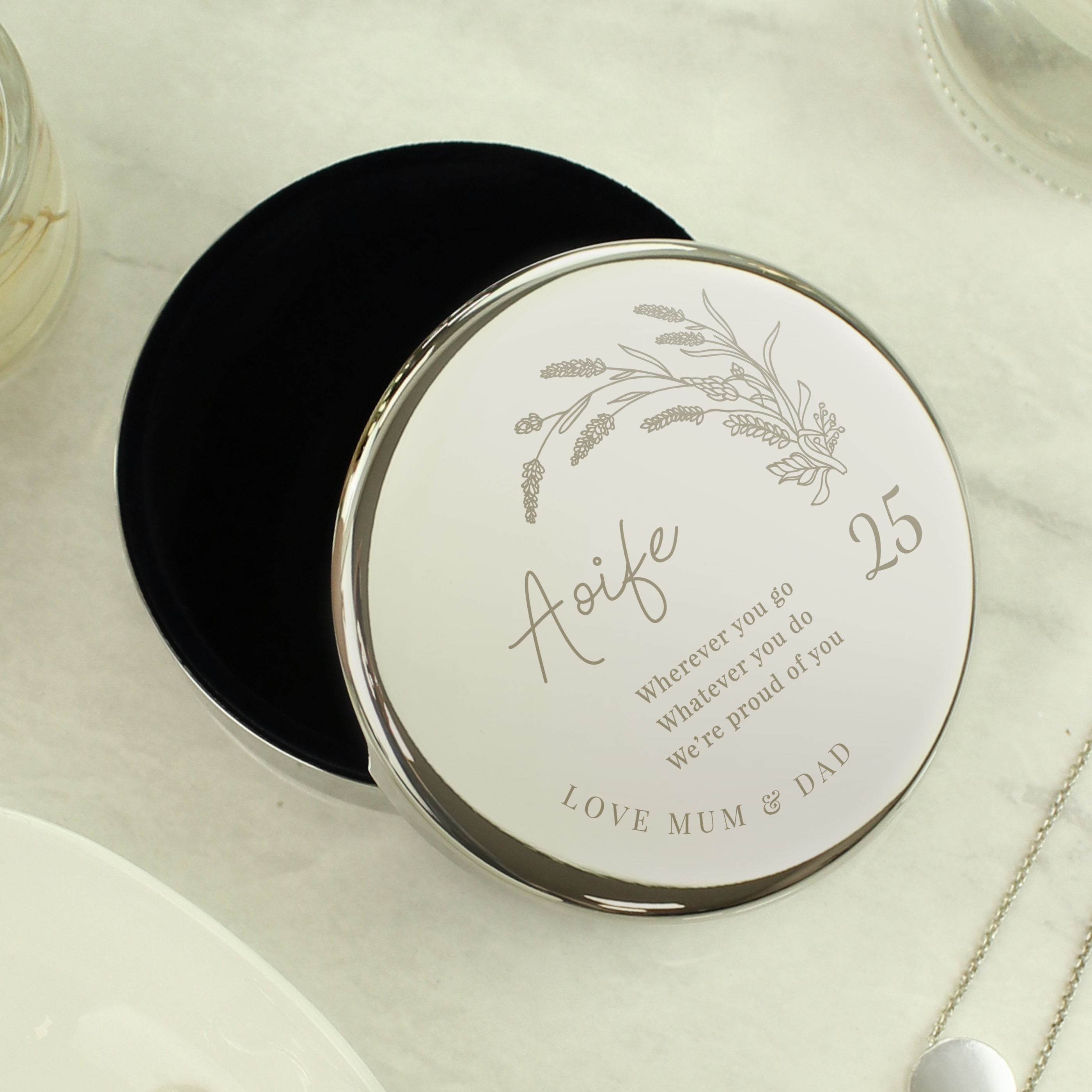 Personalised Birthday Round Trinket Box