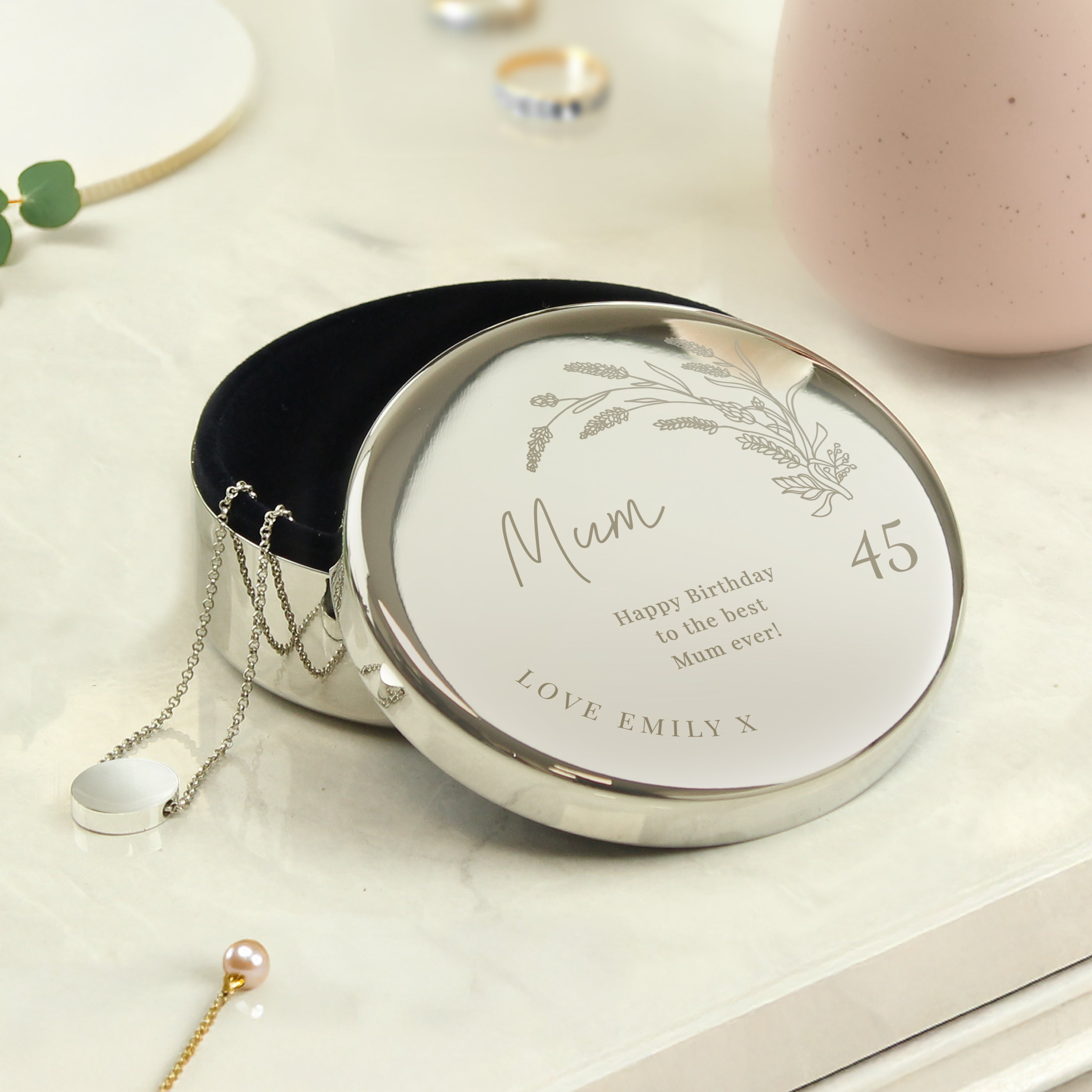 Personalised Birthday Round Trinket Box