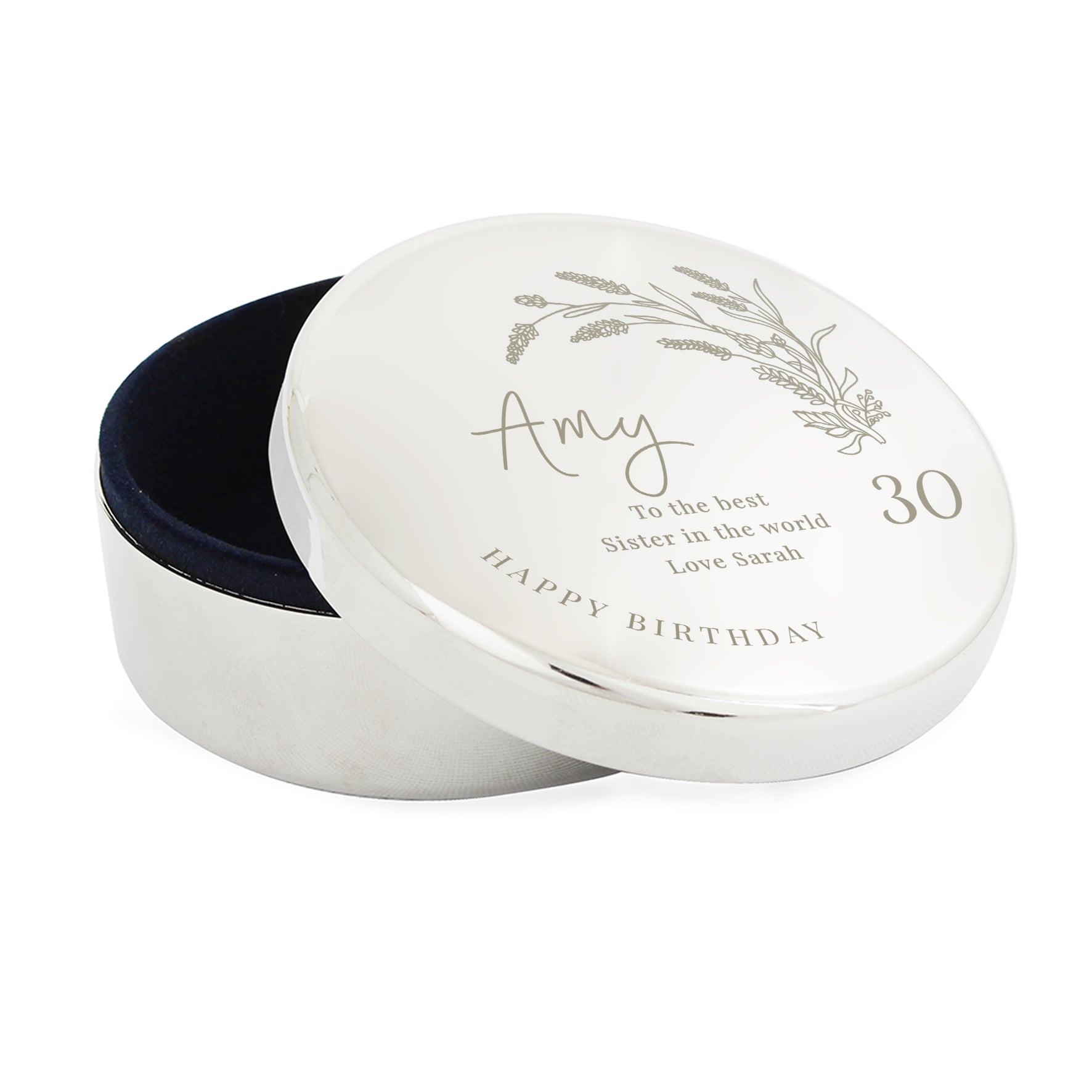Personalised Birthday Round Trinket Box