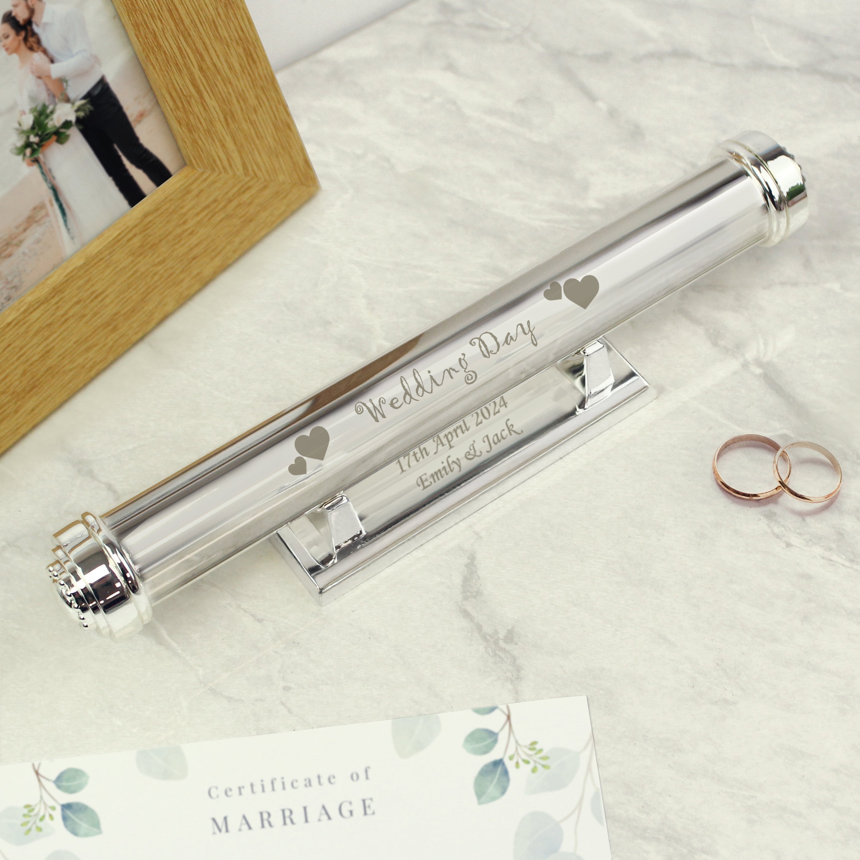 Personalised Wedding Day Silver Plated Certificate Holder