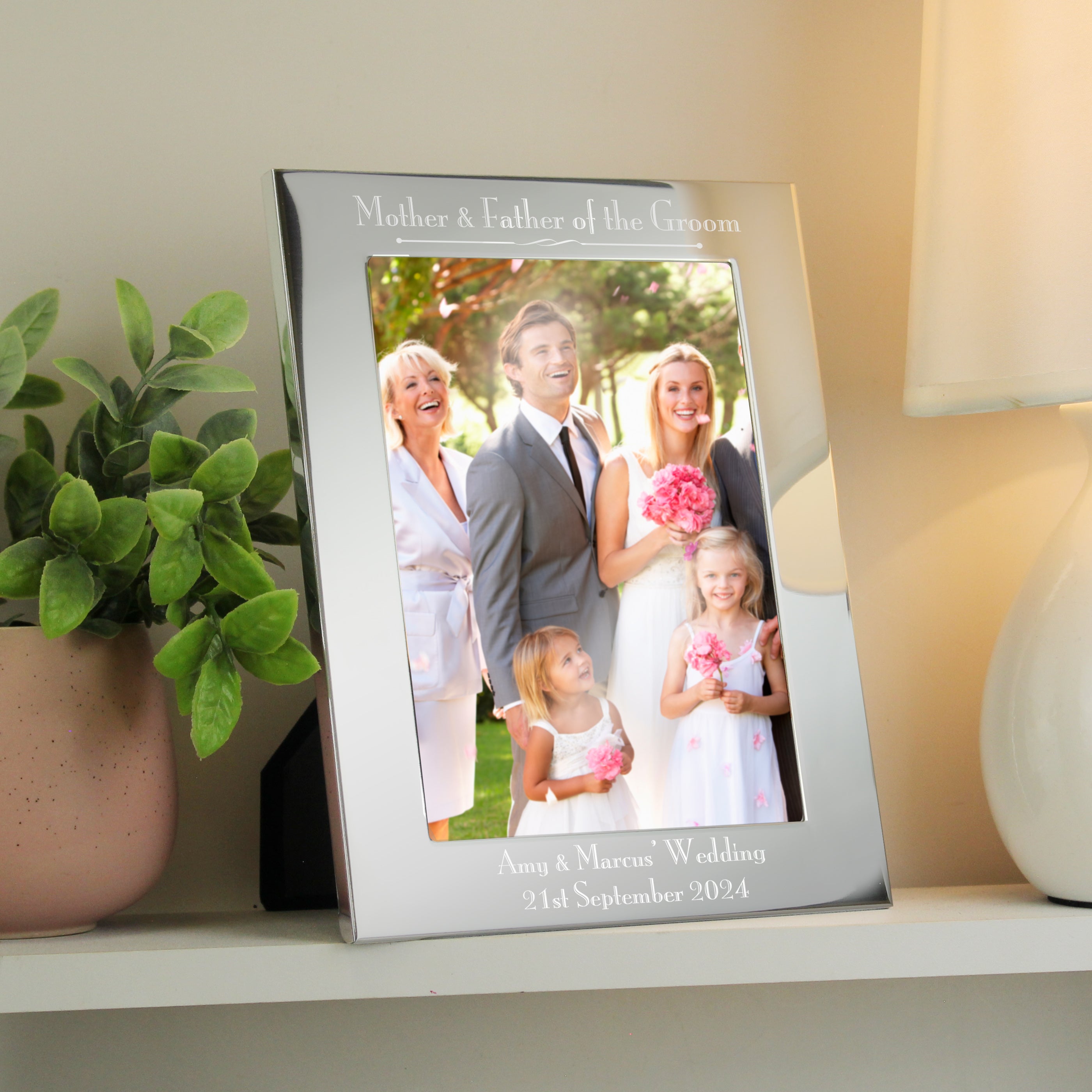 Personalised Silver 5x7 Decorative Mother & Father of the Bride Photo Frame