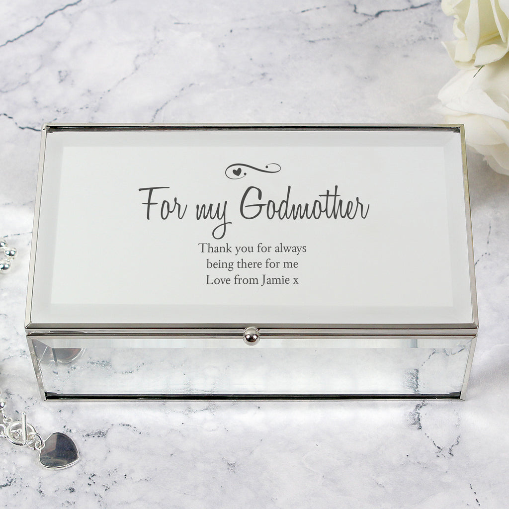 Personalised Swirls & Hearts Mirrored Jewellery Box