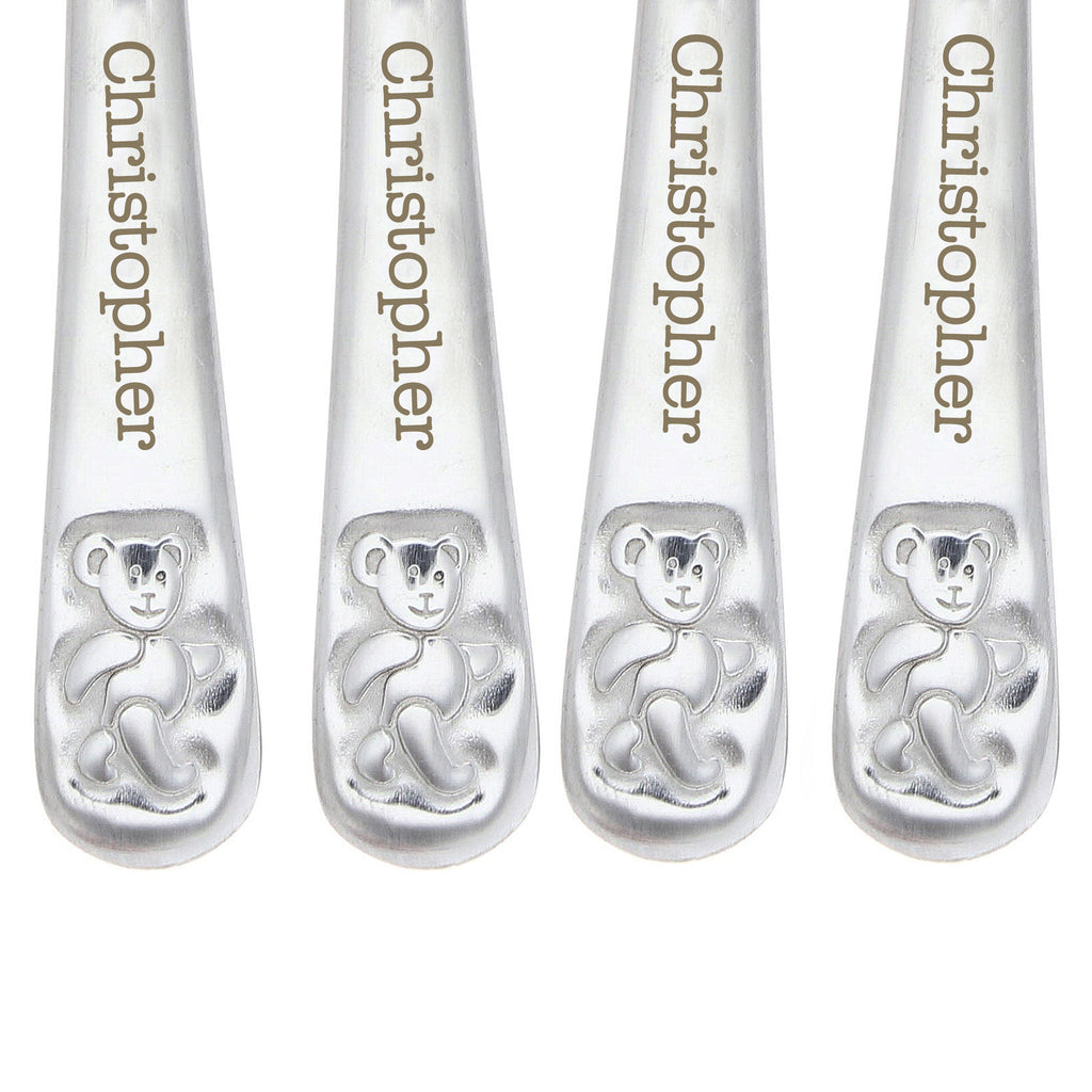 Personalised Teddy 4 Piece Embossed Cutlery Set