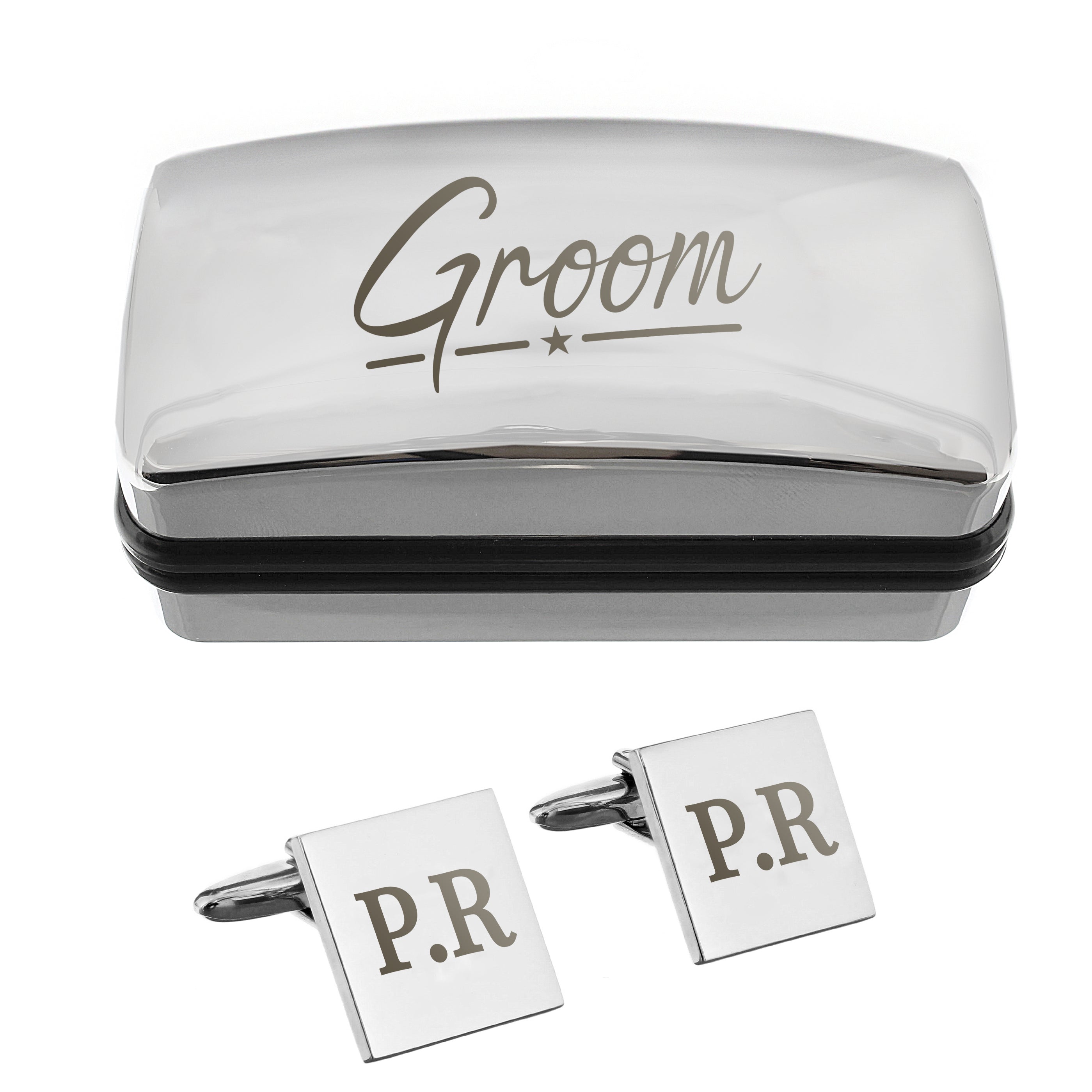 Personalised Groom Wedding Cufflinks and Box Set