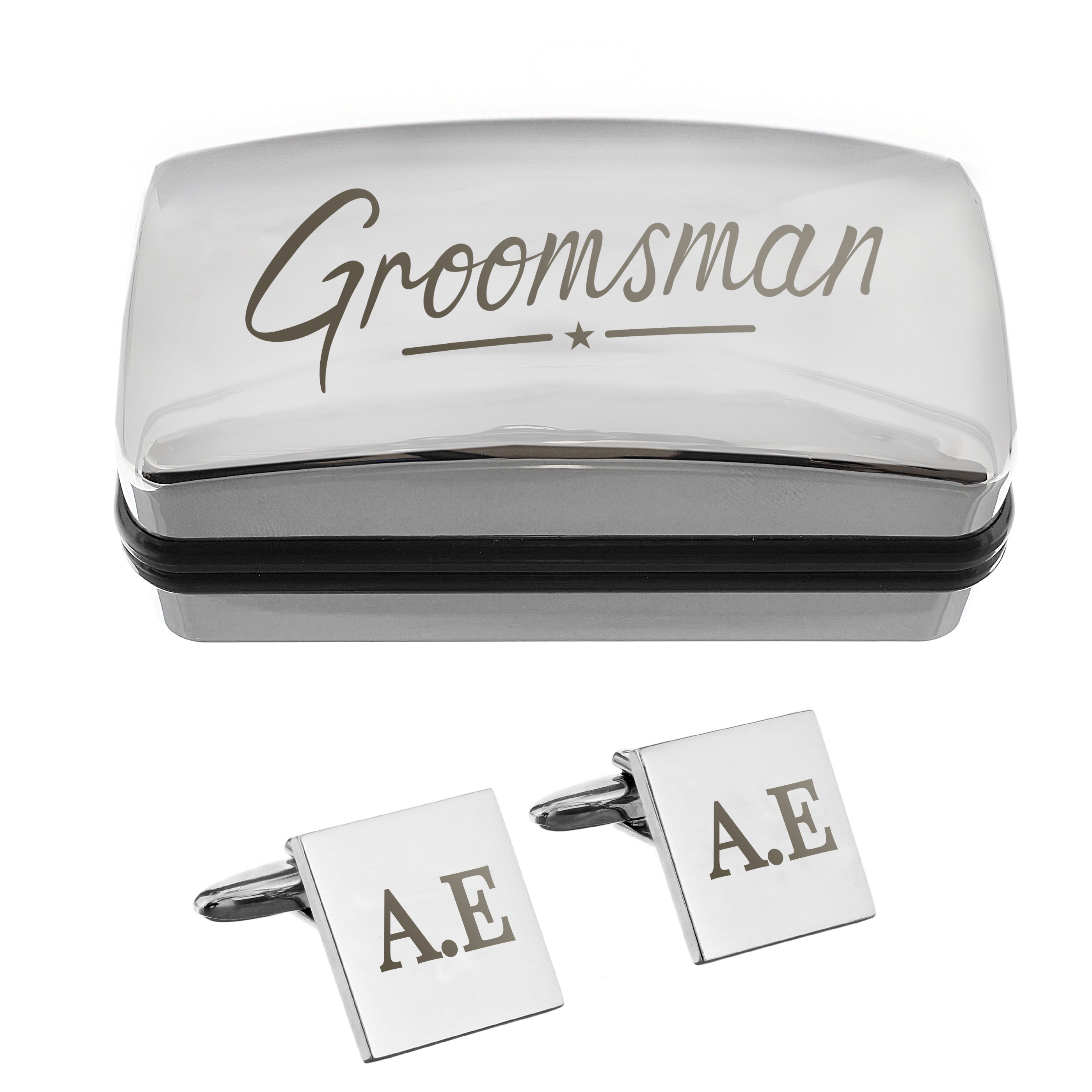 Personalised Groomsman Wedding Cufflinks and Box Set